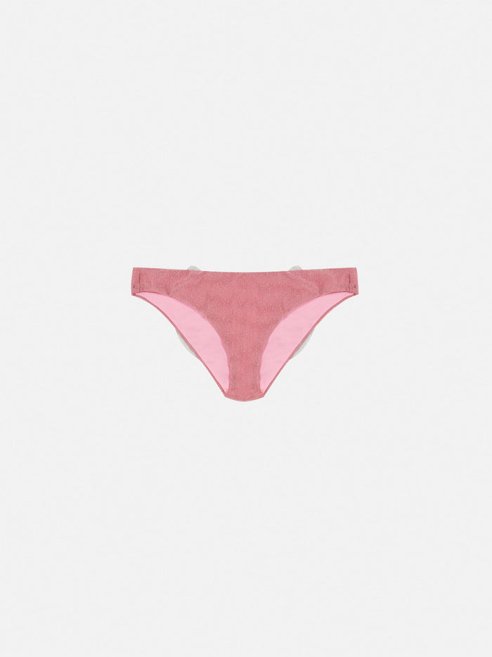Madame Pink Lurex Swim Briefs With Bow Bottom