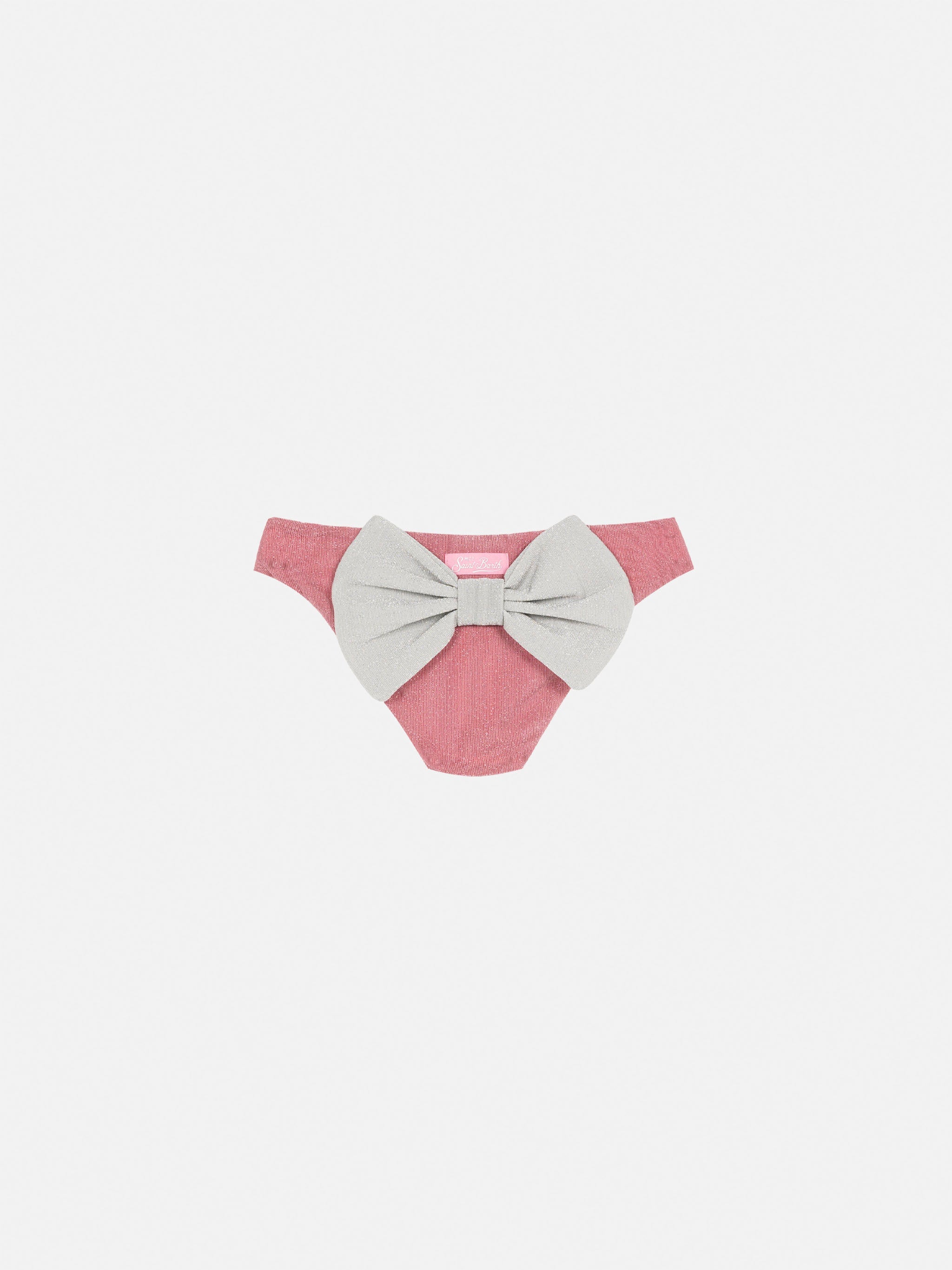 Madame Pink Lurex Swim Briefs With Bow Bottom