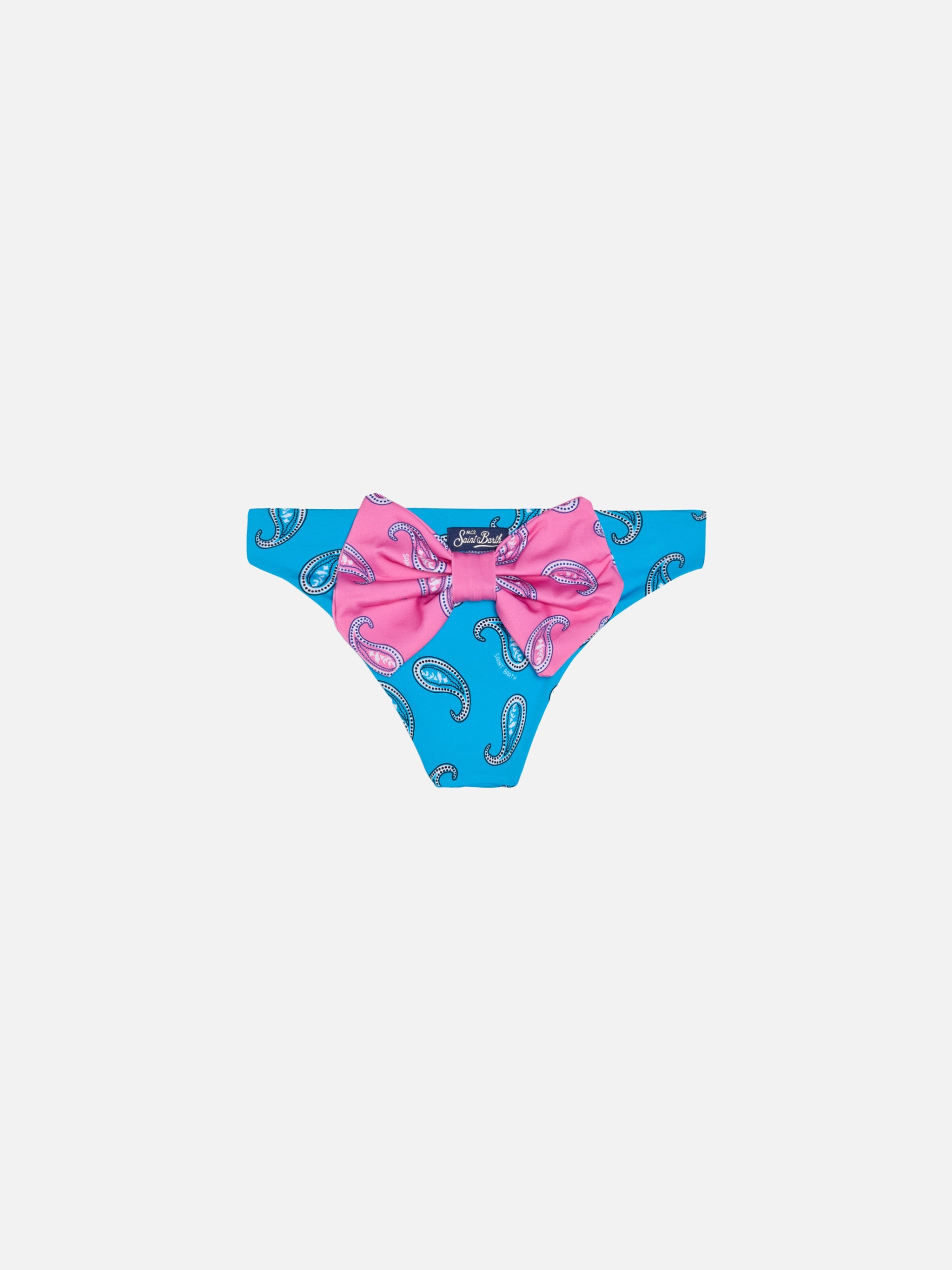 Girl Swim Briefs With Paisley Print Blue Bottom