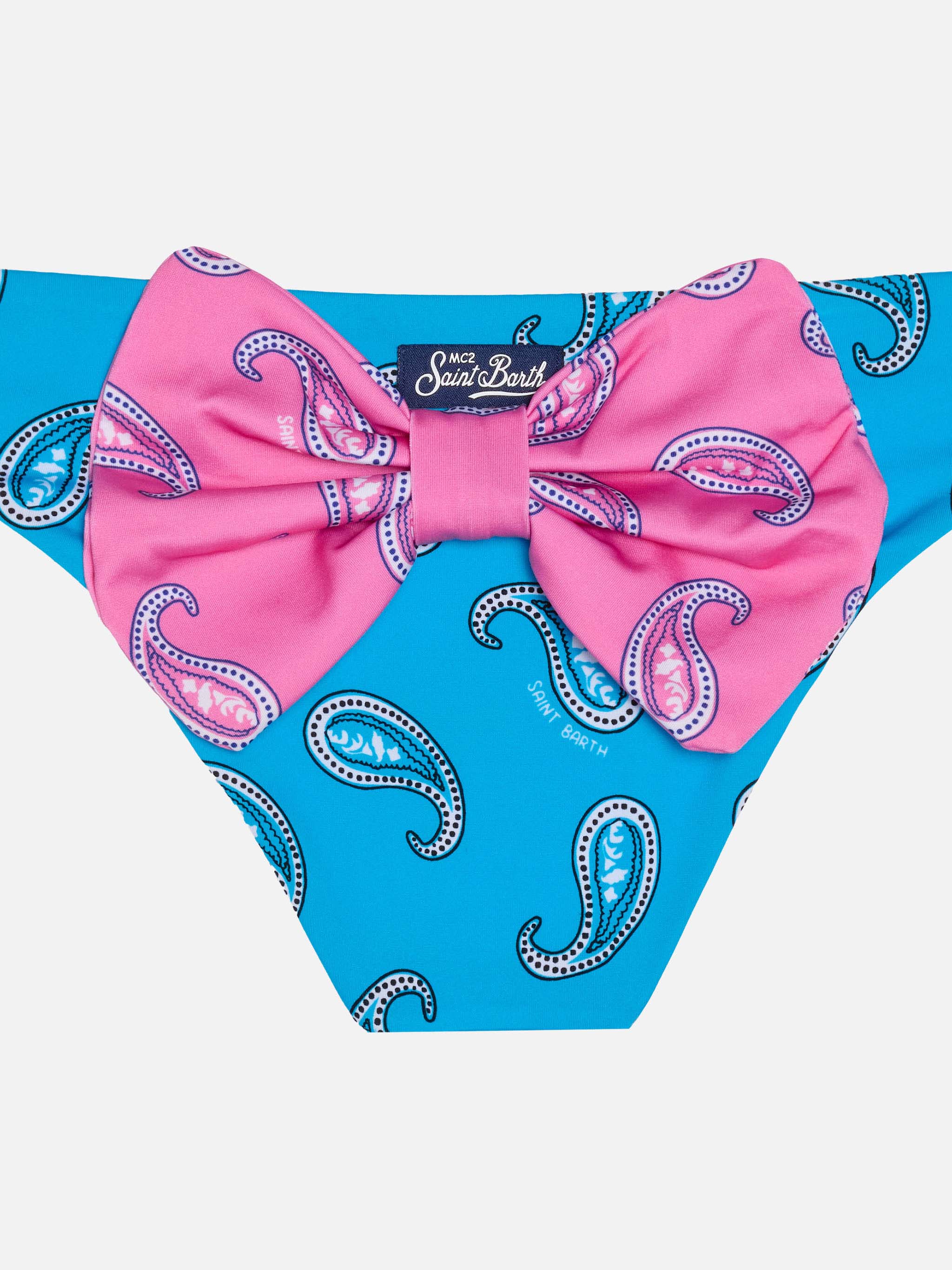 Girl Swim Briefs With Paisley Print Blue Bottom