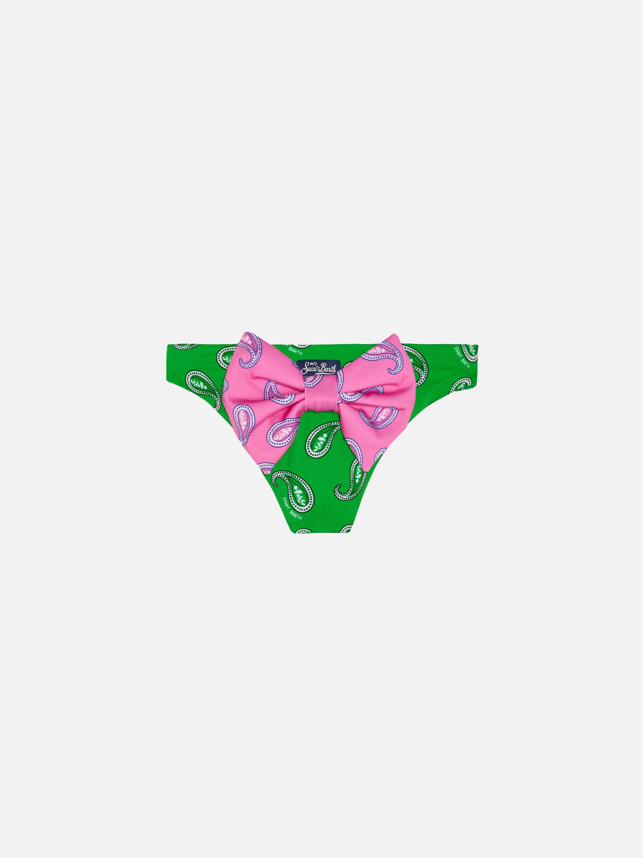 Girl Swim Briefs With Paisley Print Green Bottom