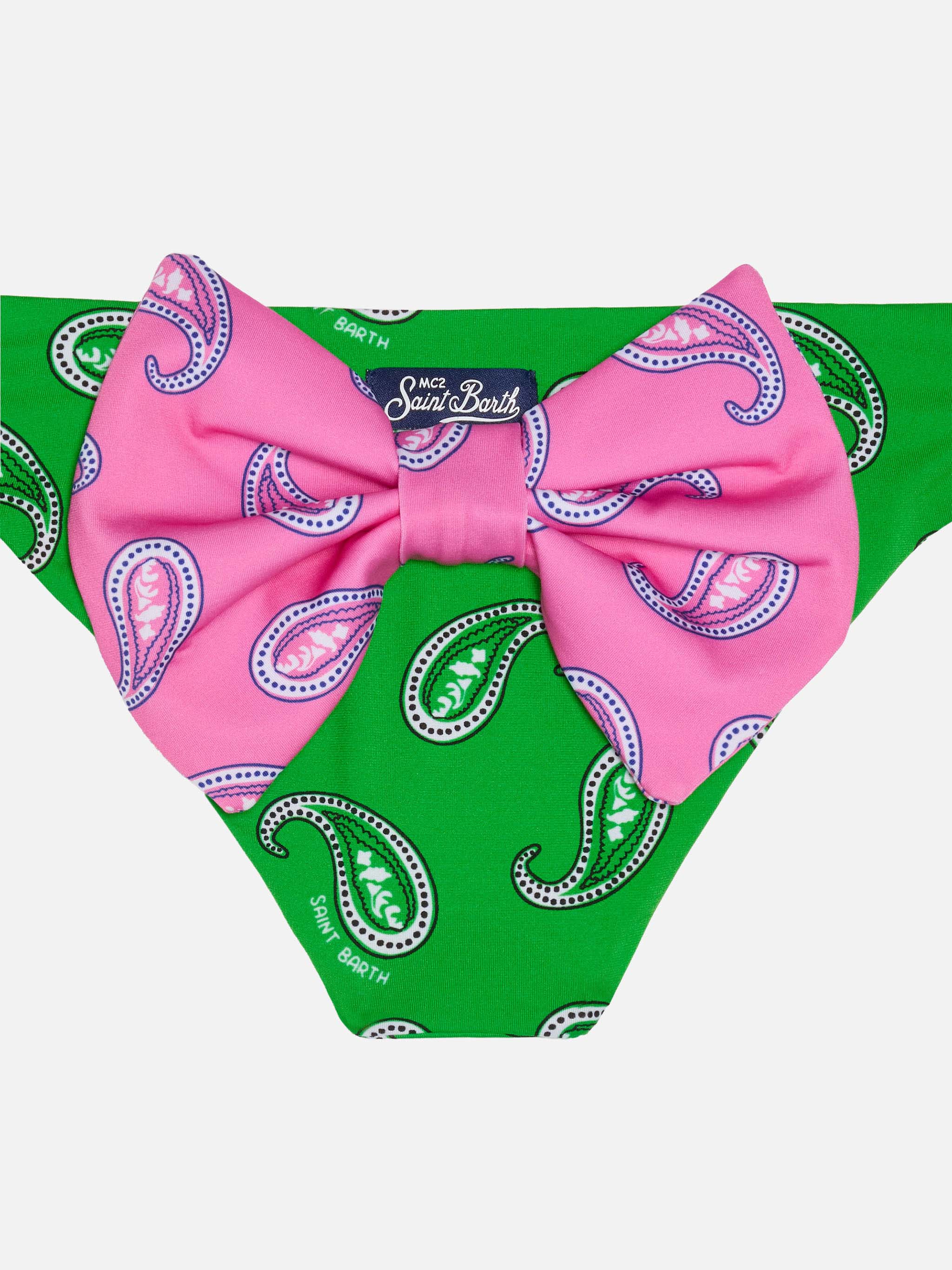 Girl Swim Briefs With Paisley Print Green Bottom