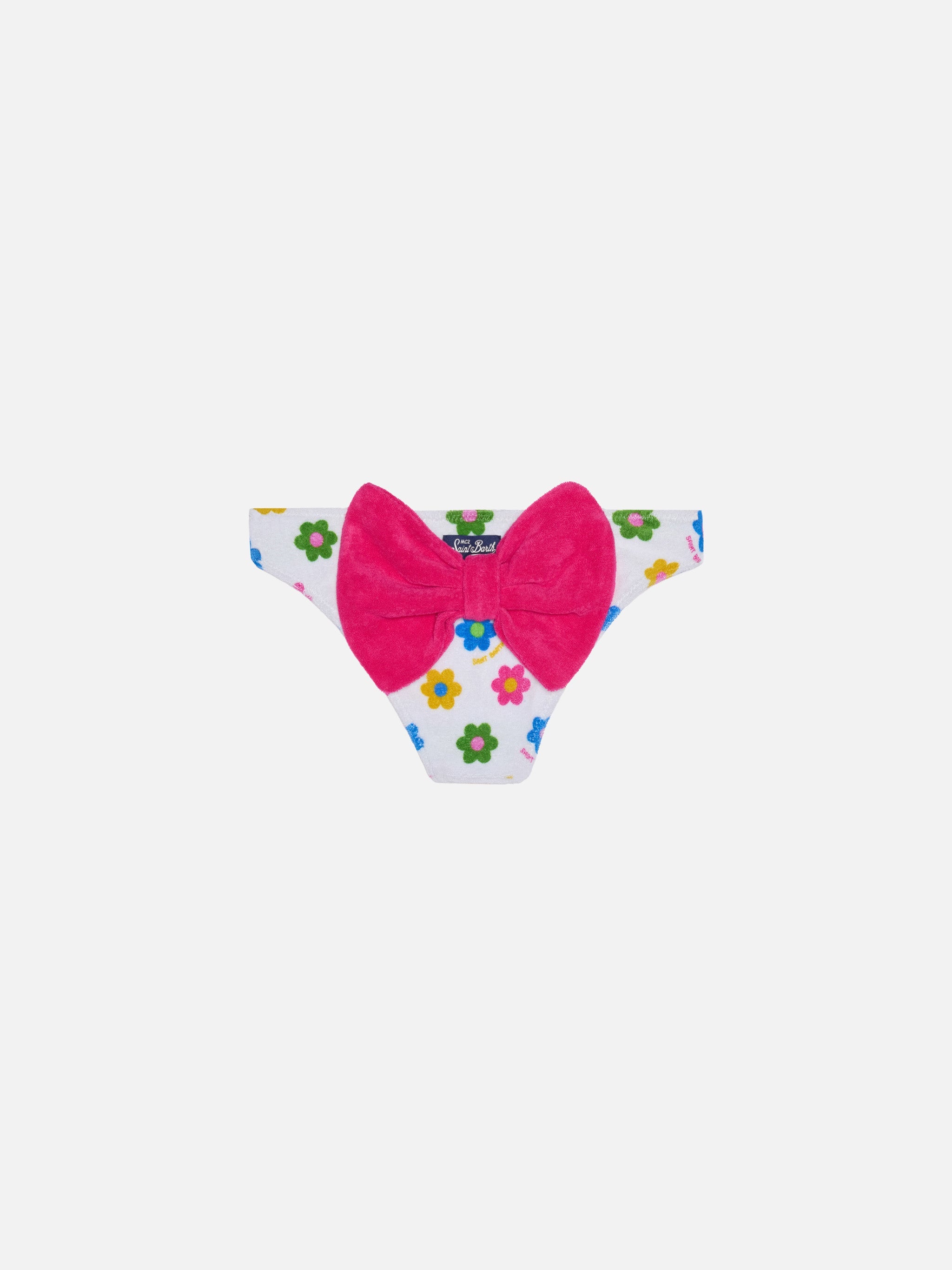 Girl Terry Swim Briefs With Daisy Print Bottom