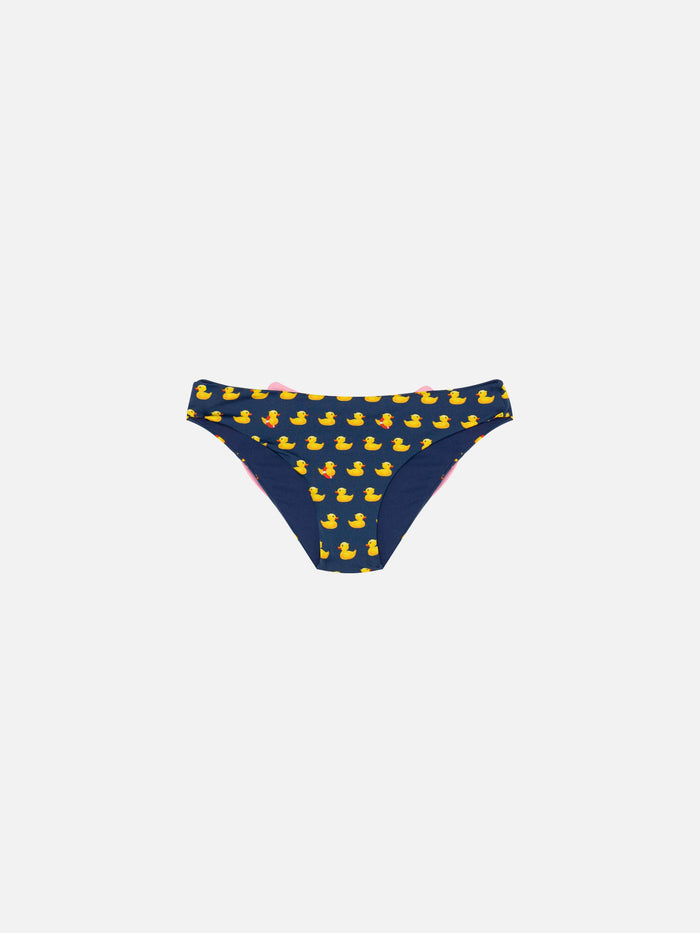 Madame Swim Briefs With Bow And Ducky Print Blue Bottom