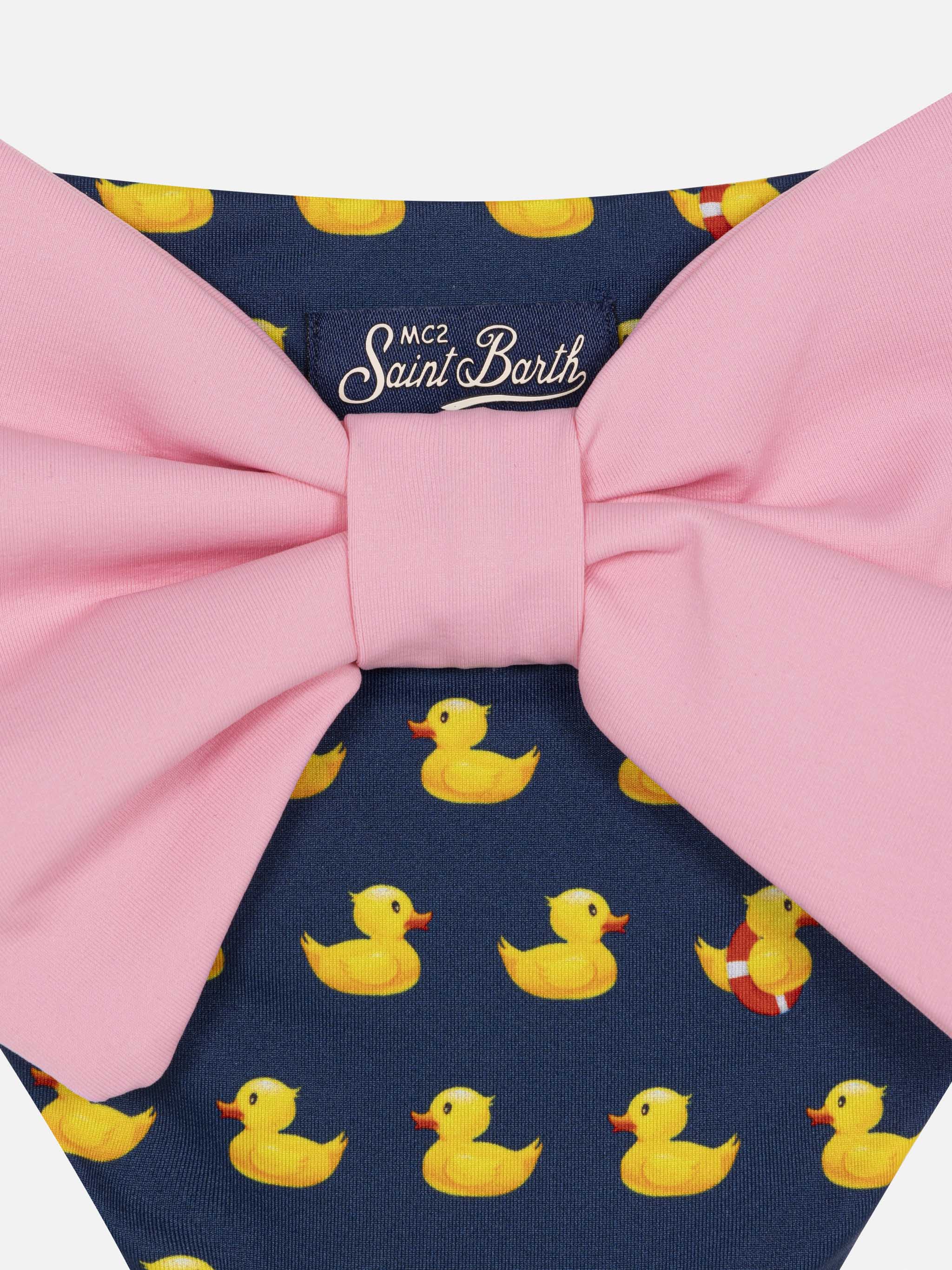 Madame Swim Briefs With Bow And Ducky Print Blue Bottom
