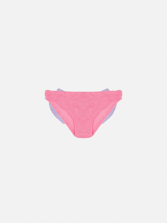 Madame Pink Crinkle Swim Briefs With Bow Bottom