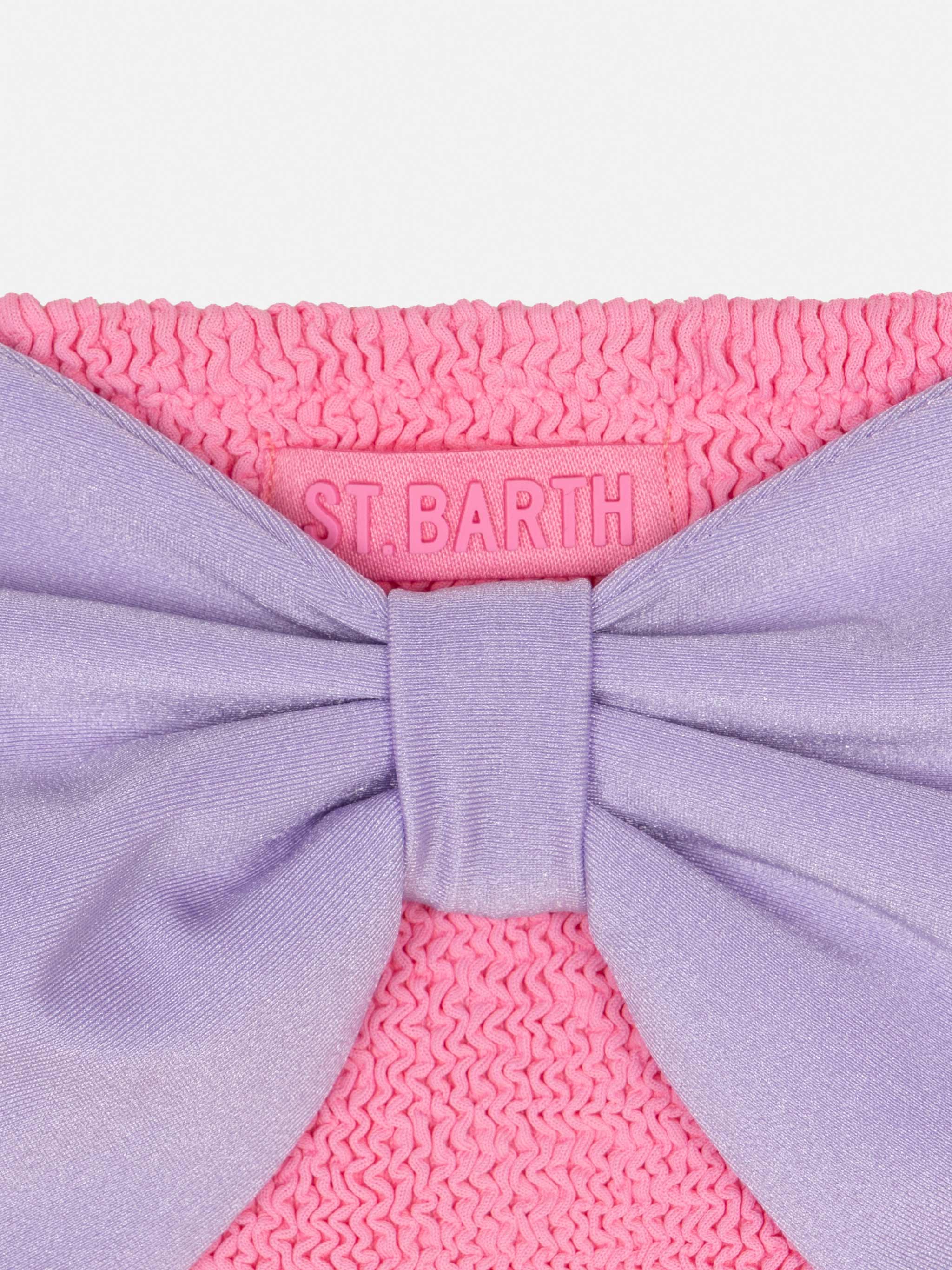 Madame Pink Crinkle Swim Briefs With Bow Bottom