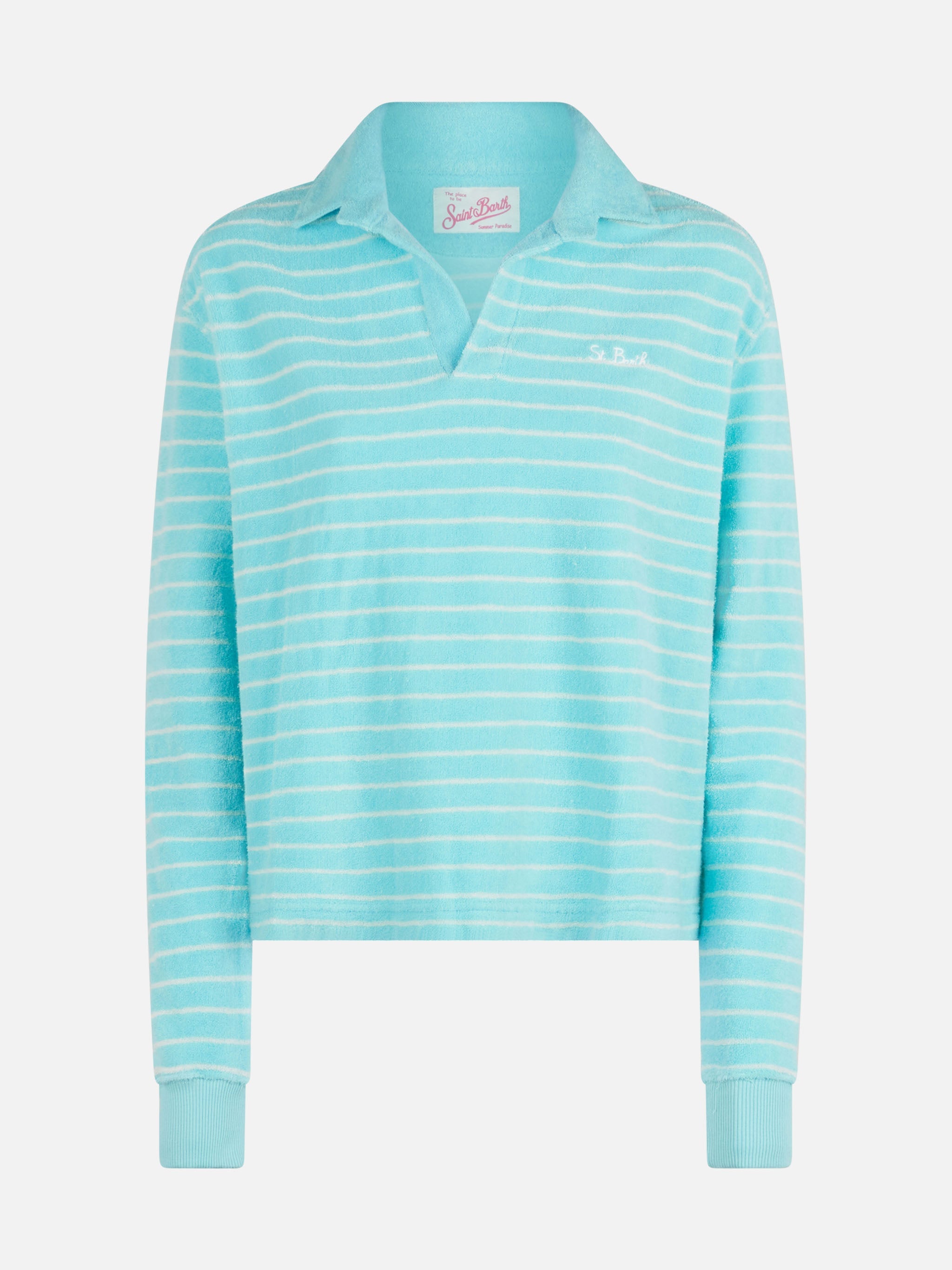 Light Blue Terry Striped Sweatshirt Magda Green