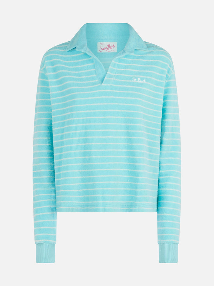 Light Blue Terry Striped Sweatshirt Magda Green