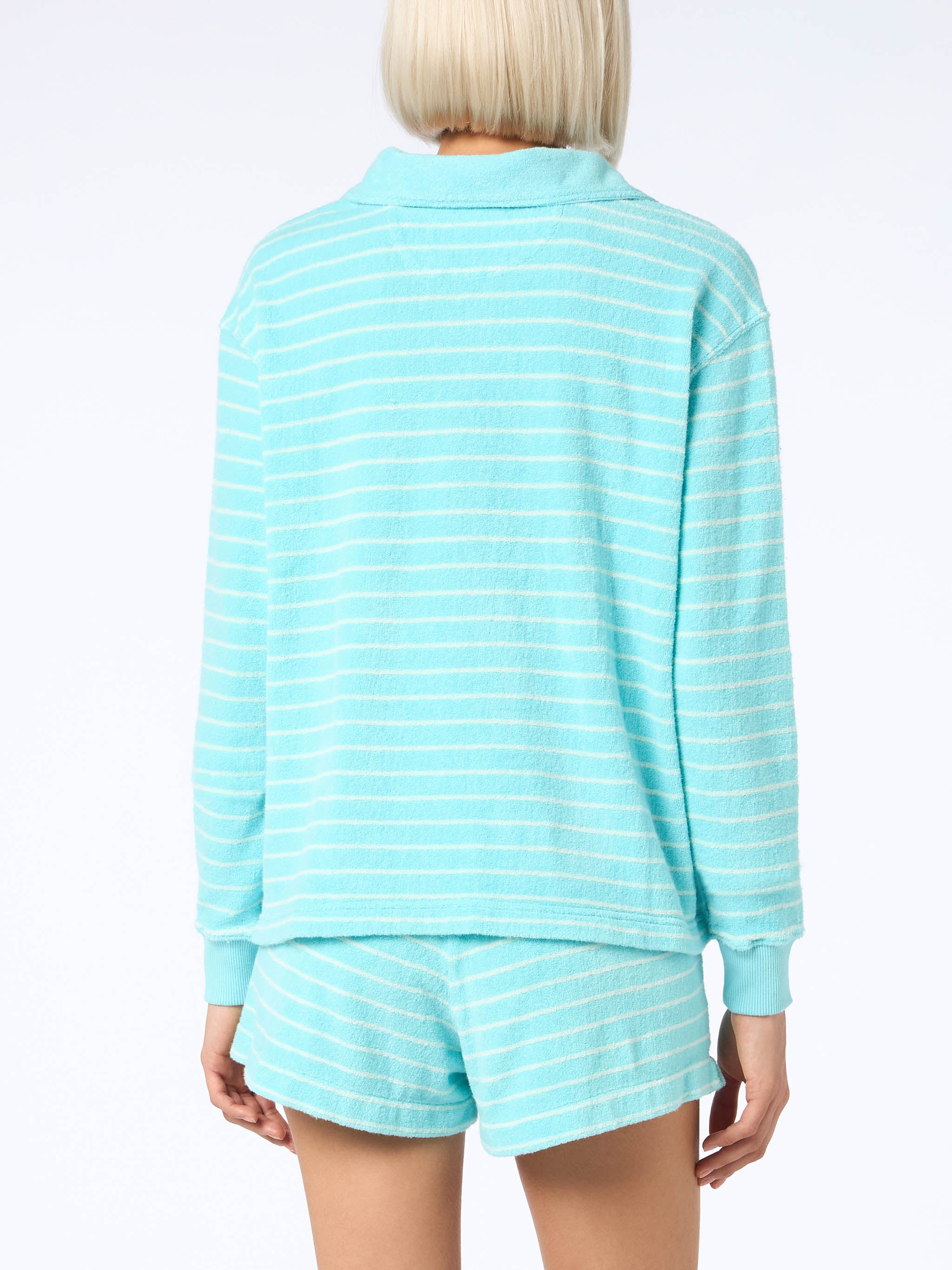 Light Blue Terry Striped Sweatshirt Magda Green