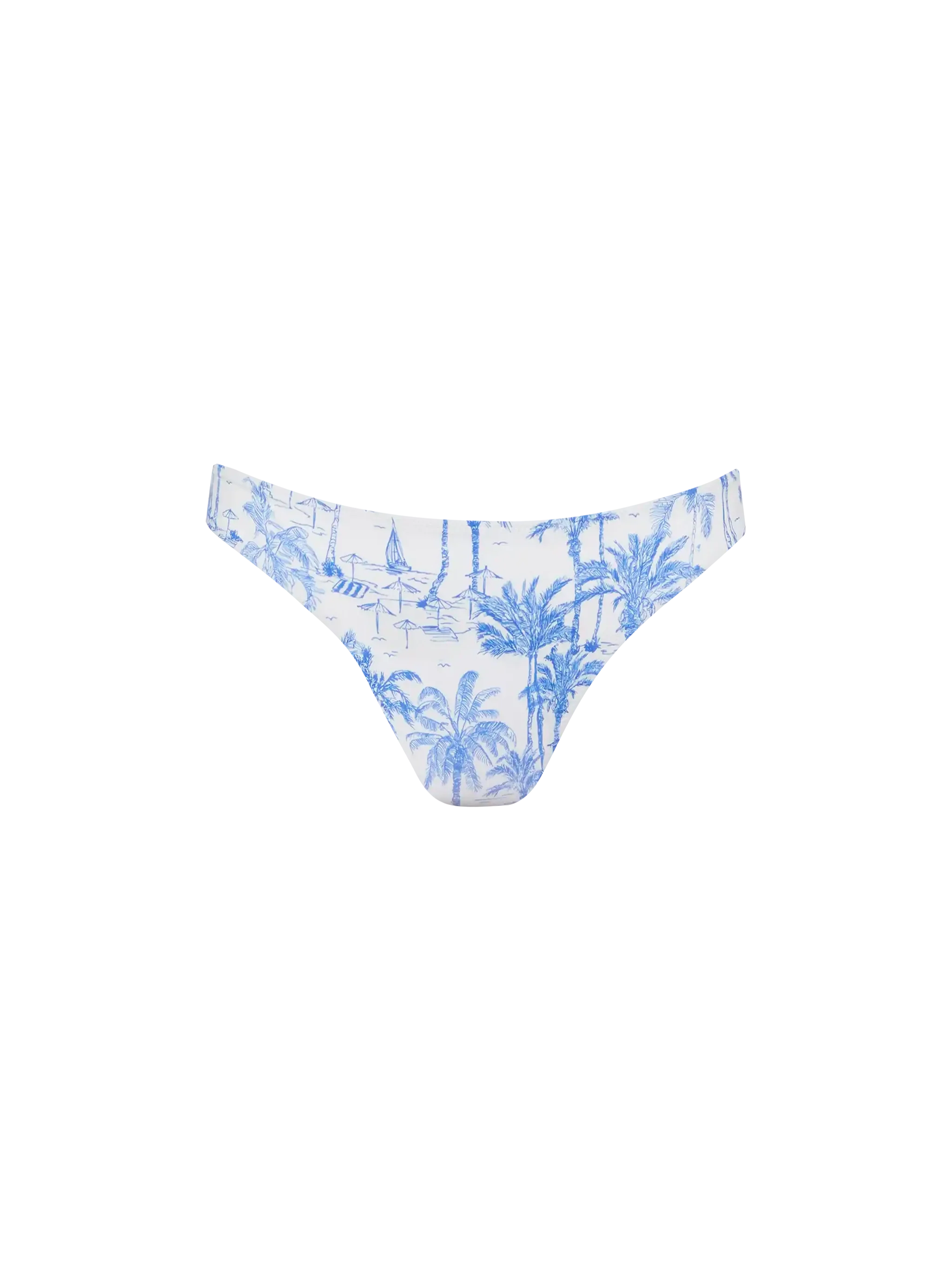 Maia High-Waist Swim Briefs With Toile De Jouy Print White Bottom