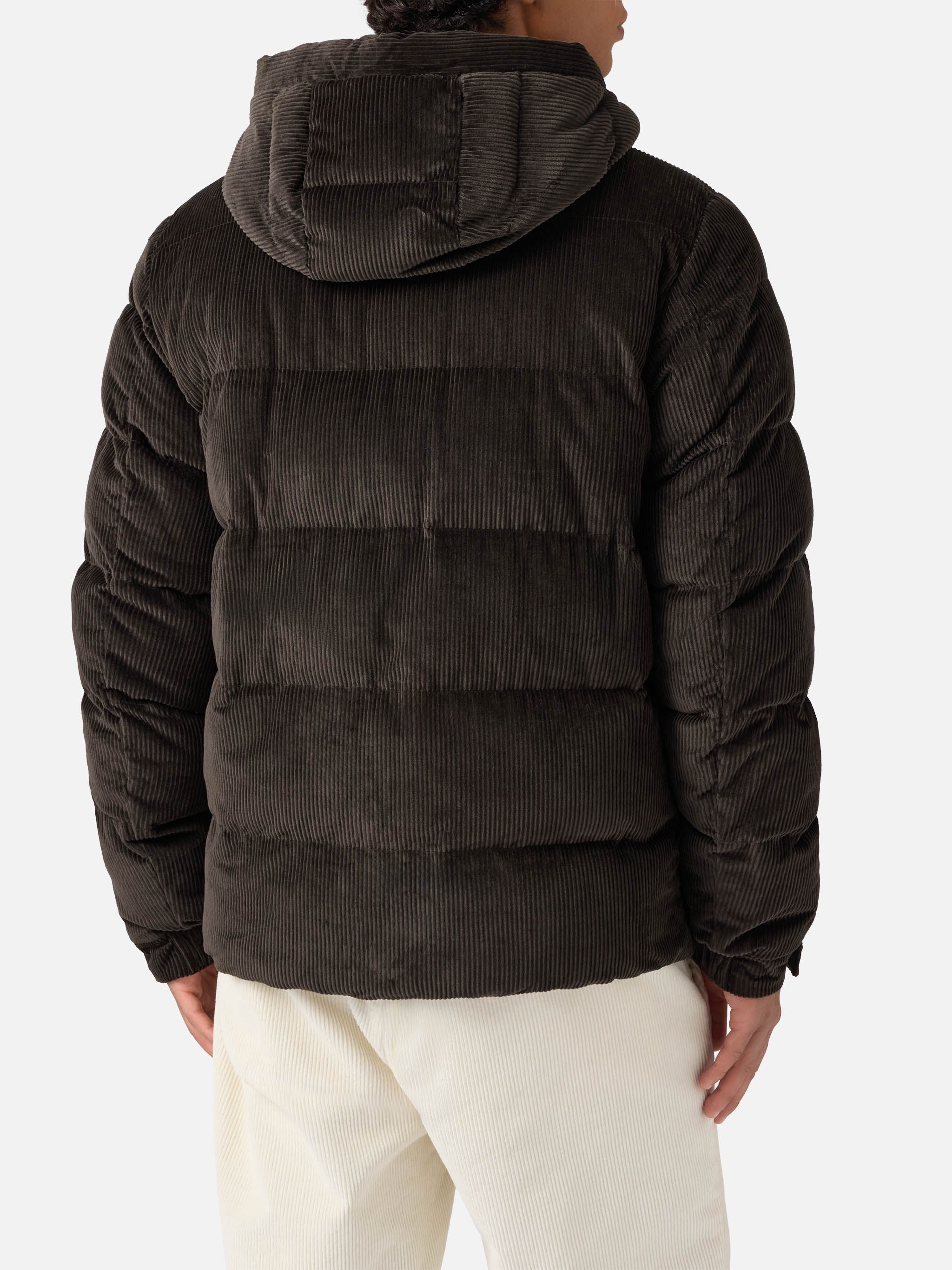 Maier Pocket Corduroy Padded Jacket With Hood Brown