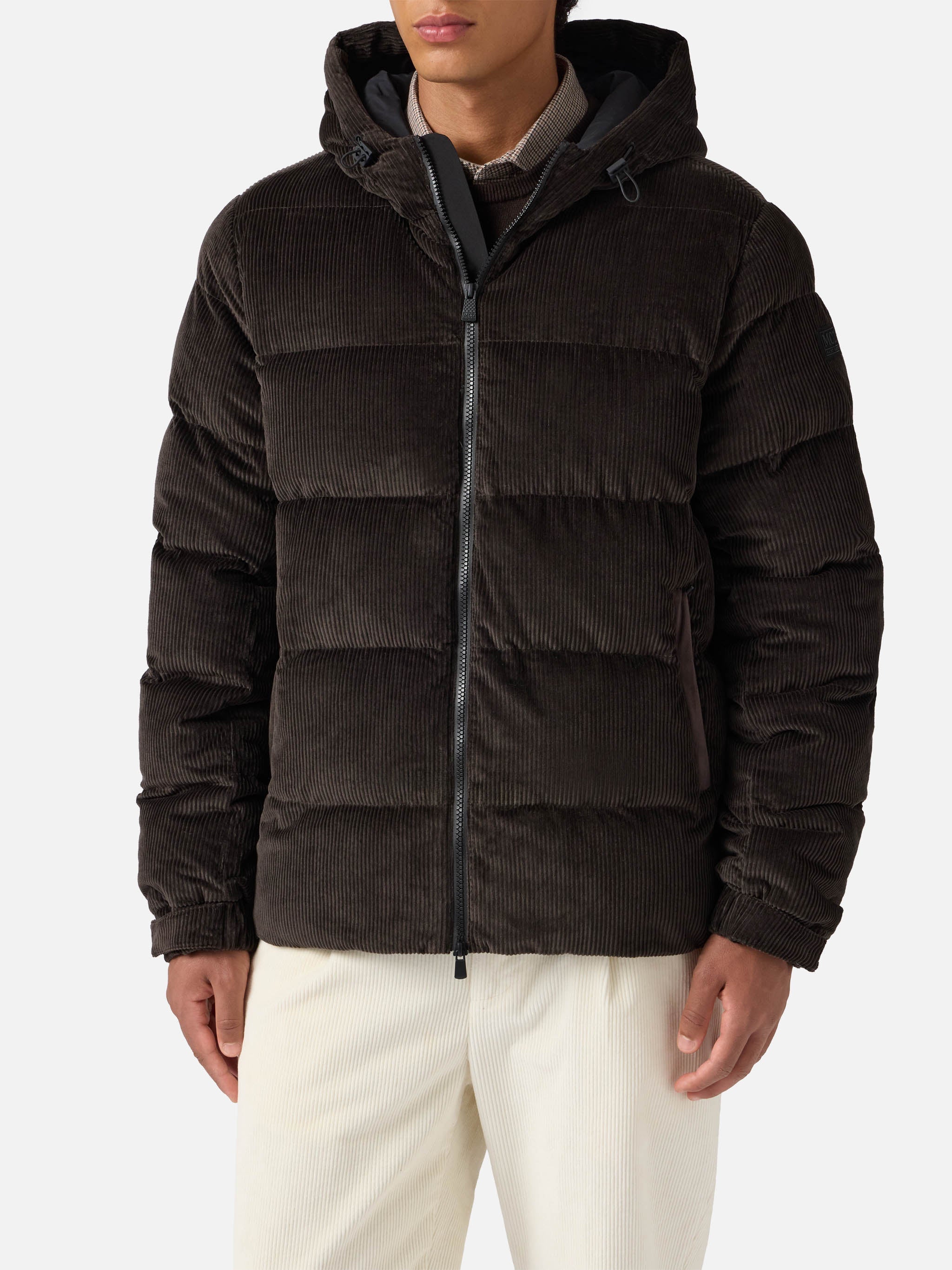 Maier Pocket Corduroy Padded Jacket With Hood Brown