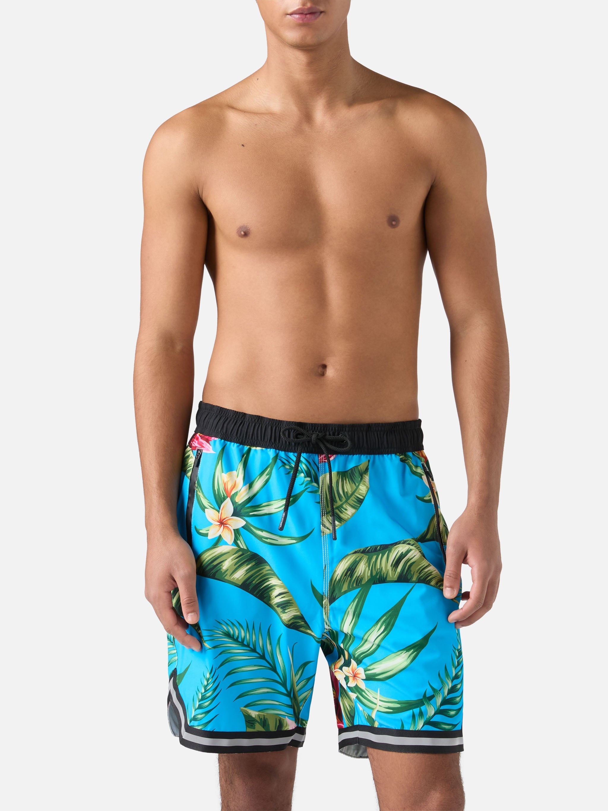 Floral Print Swim Shorts Surf Style Sky Swimshort
