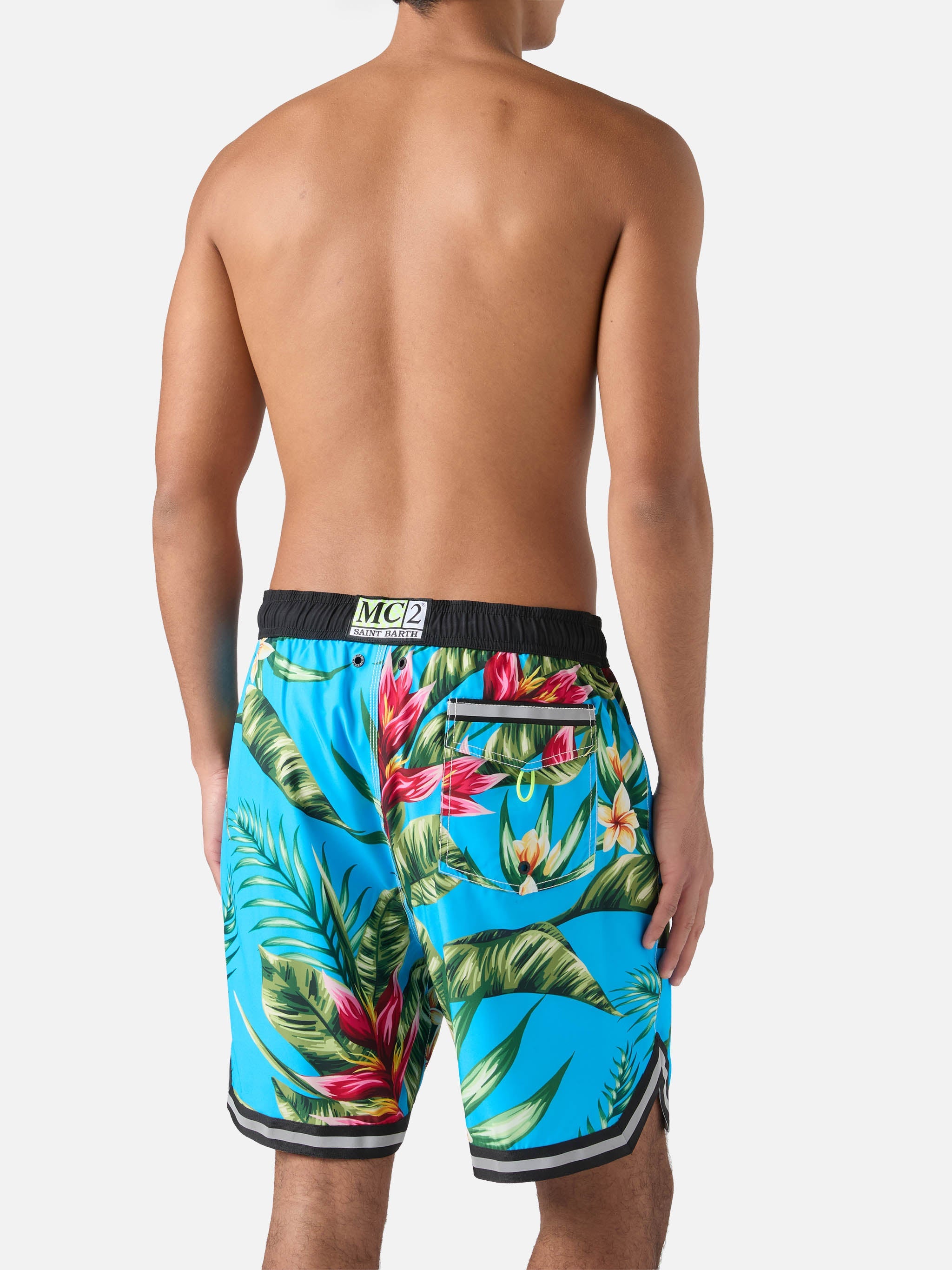 Floral Print Swim Shorts Surf Style Sky Swimshort