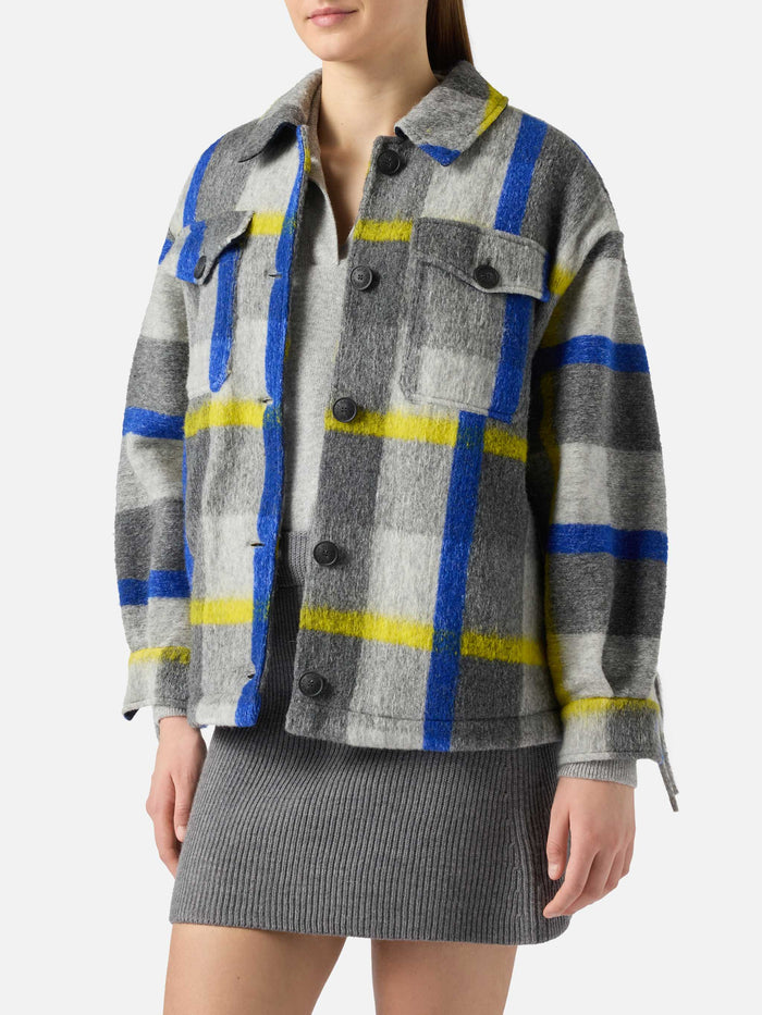 Marceline Overshirt With Fringes And Tartan Print Jacket