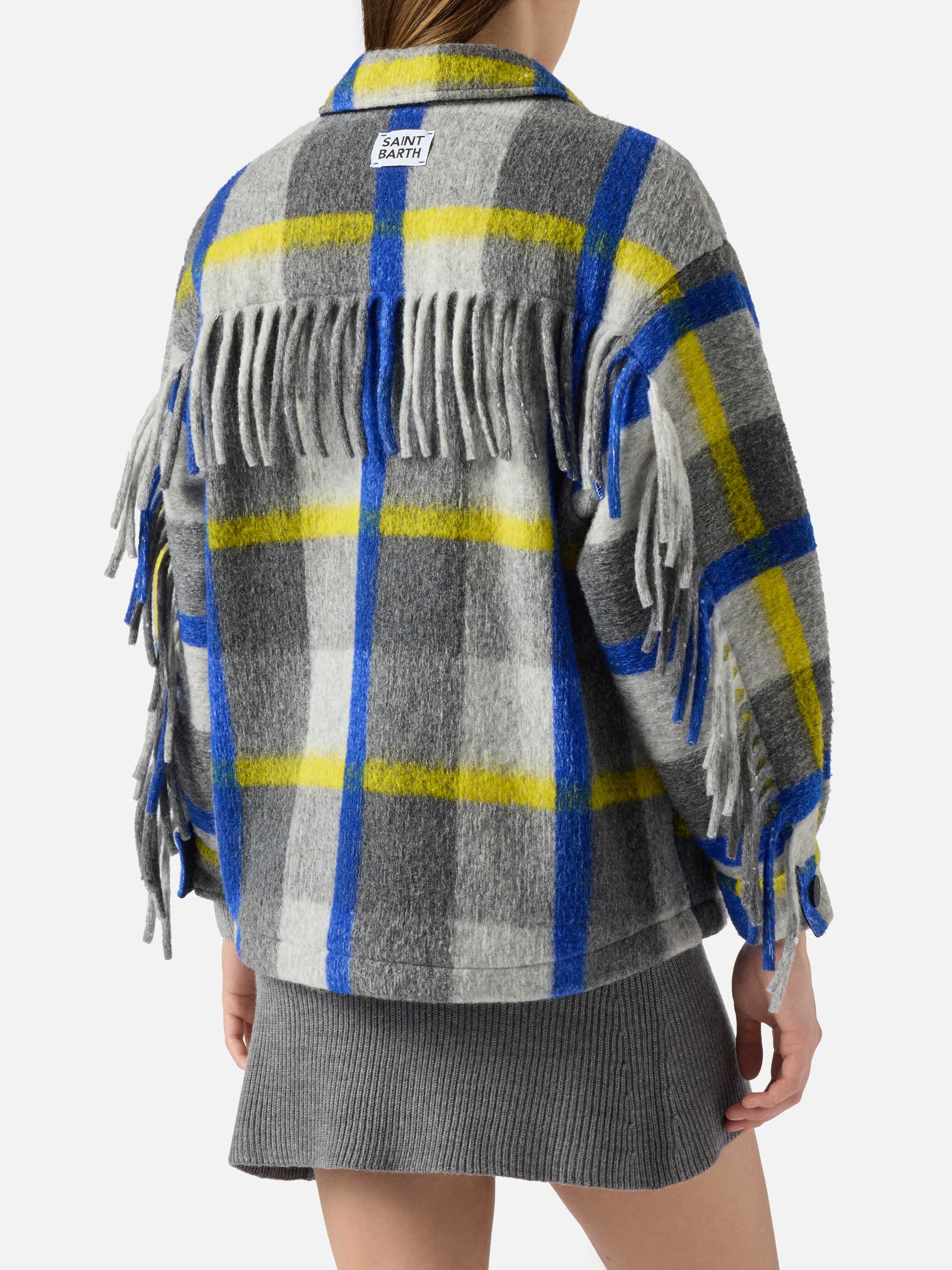 Marceline Overshirt With Fringes And Tartan Print Jacket