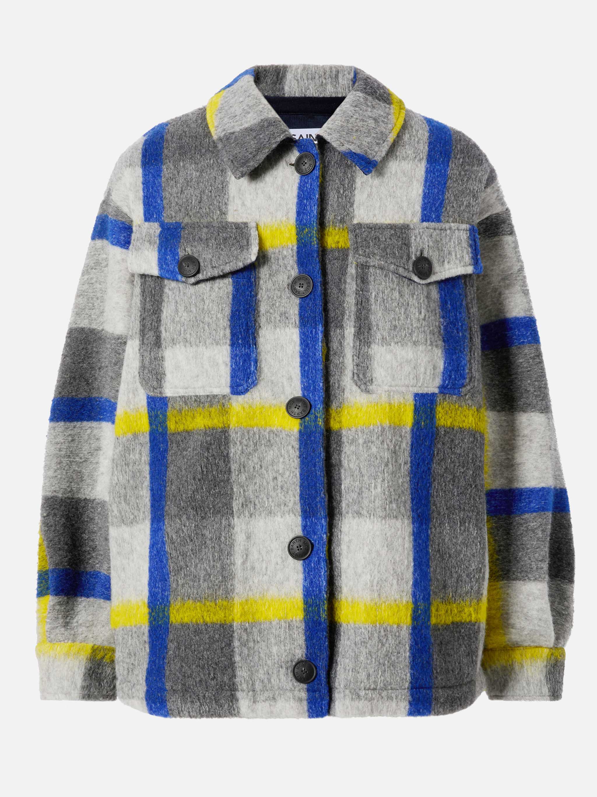 Marceline Overshirt With Fringes And Tartan Print Jacket