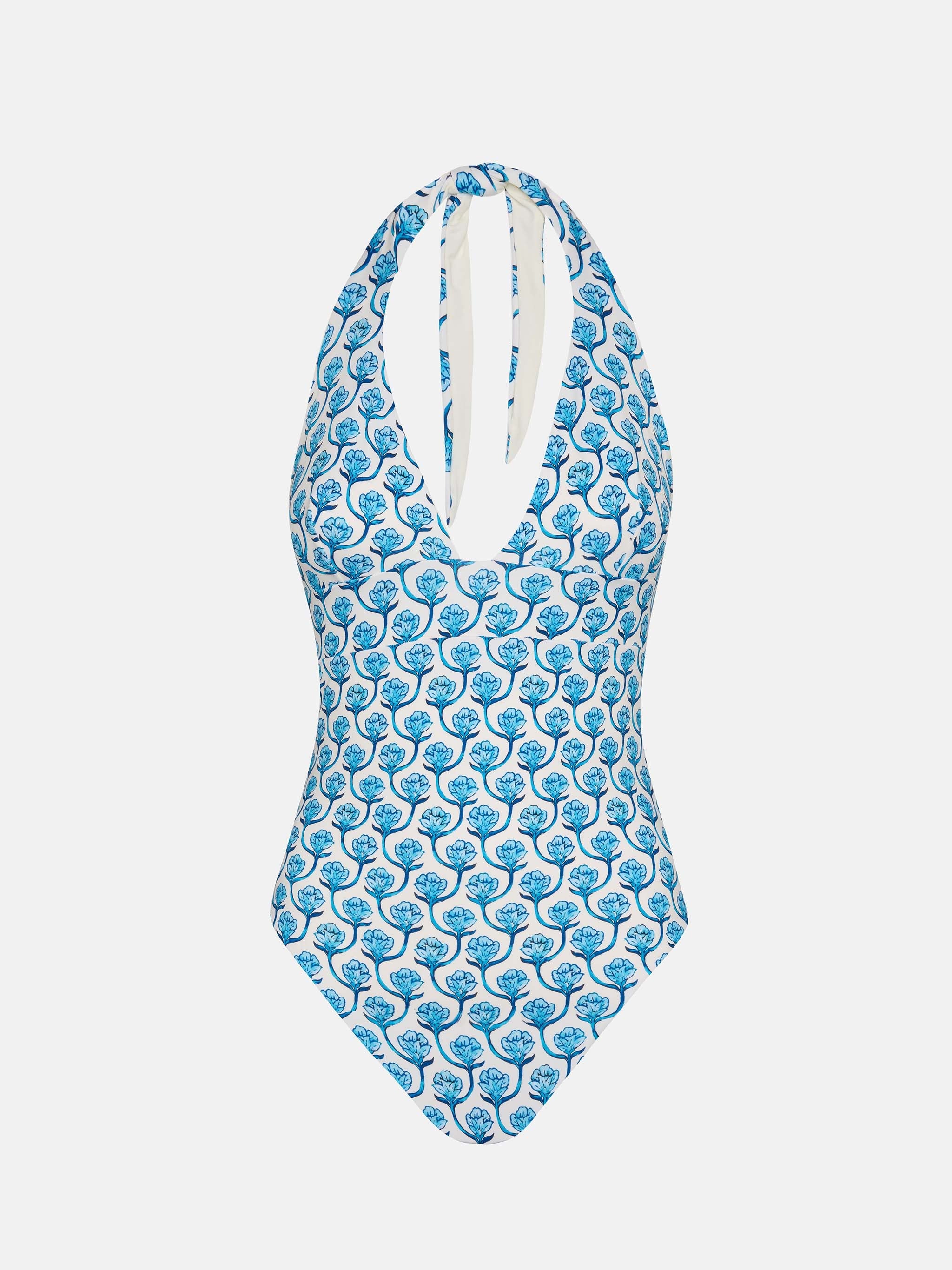 Marylin One-Piece Swimsuit With Floral Print White One Piece