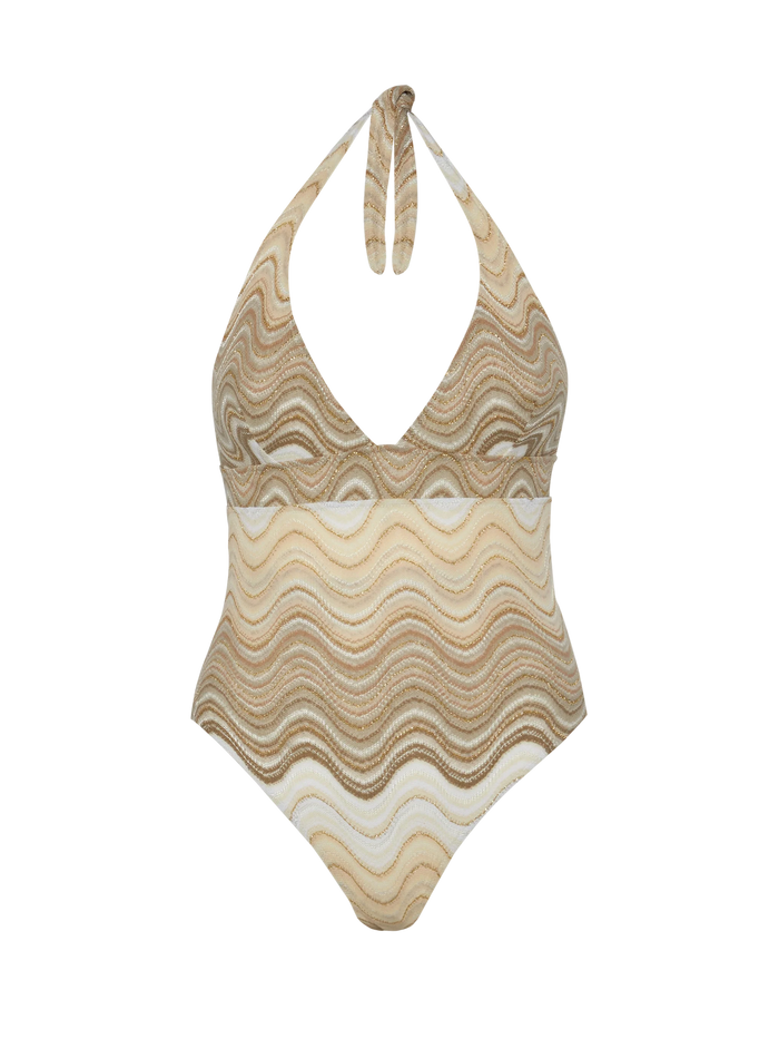 Marylin Raschel Wavy One-Piece Swimsuit Beige One Piece
