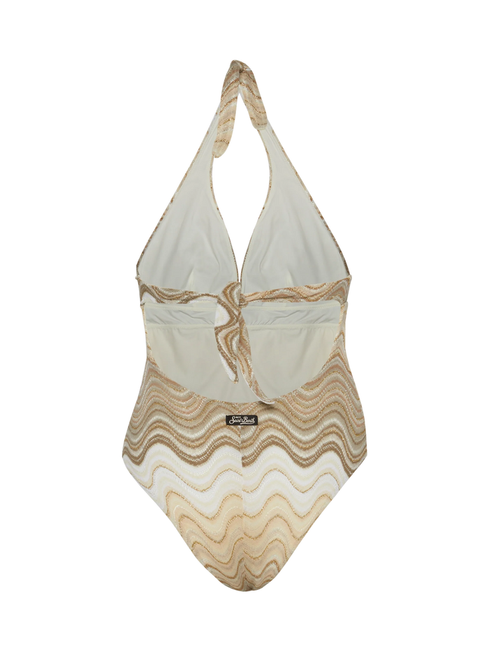 Marylin Raschel Wavy One-Piece Swimsuit Beige One Piece