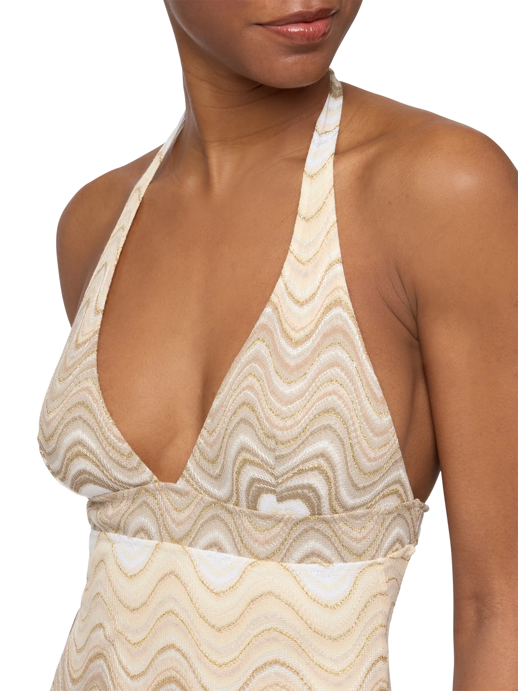 Marylin Raschel Wavy One-Piece Swimsuit Beige One Piece