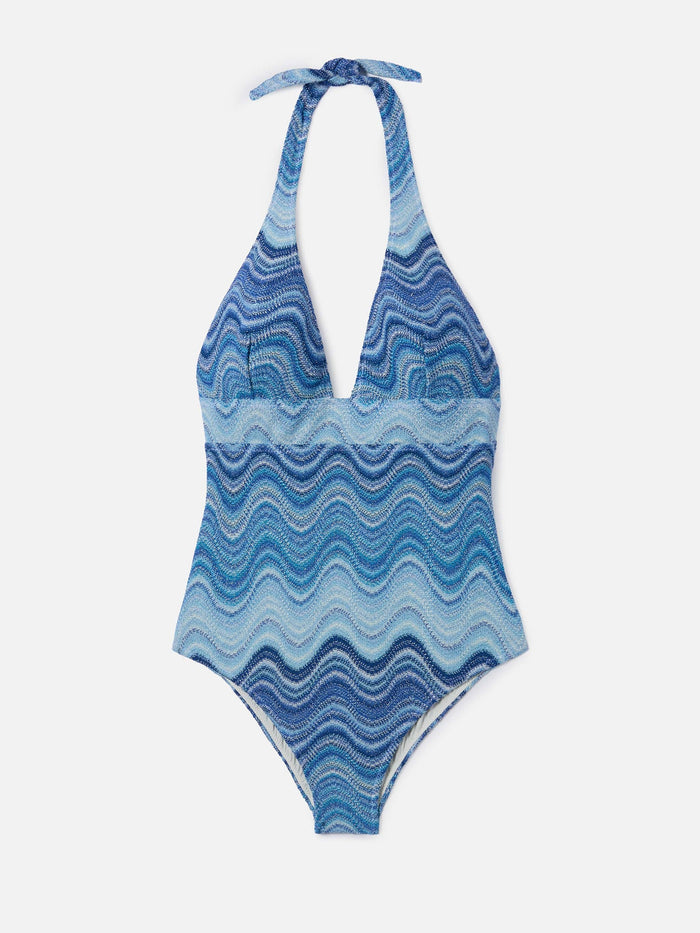 Marylin One-Piece Swimsuit Light Blue Degradé Raschel Fabric Sky One Piece