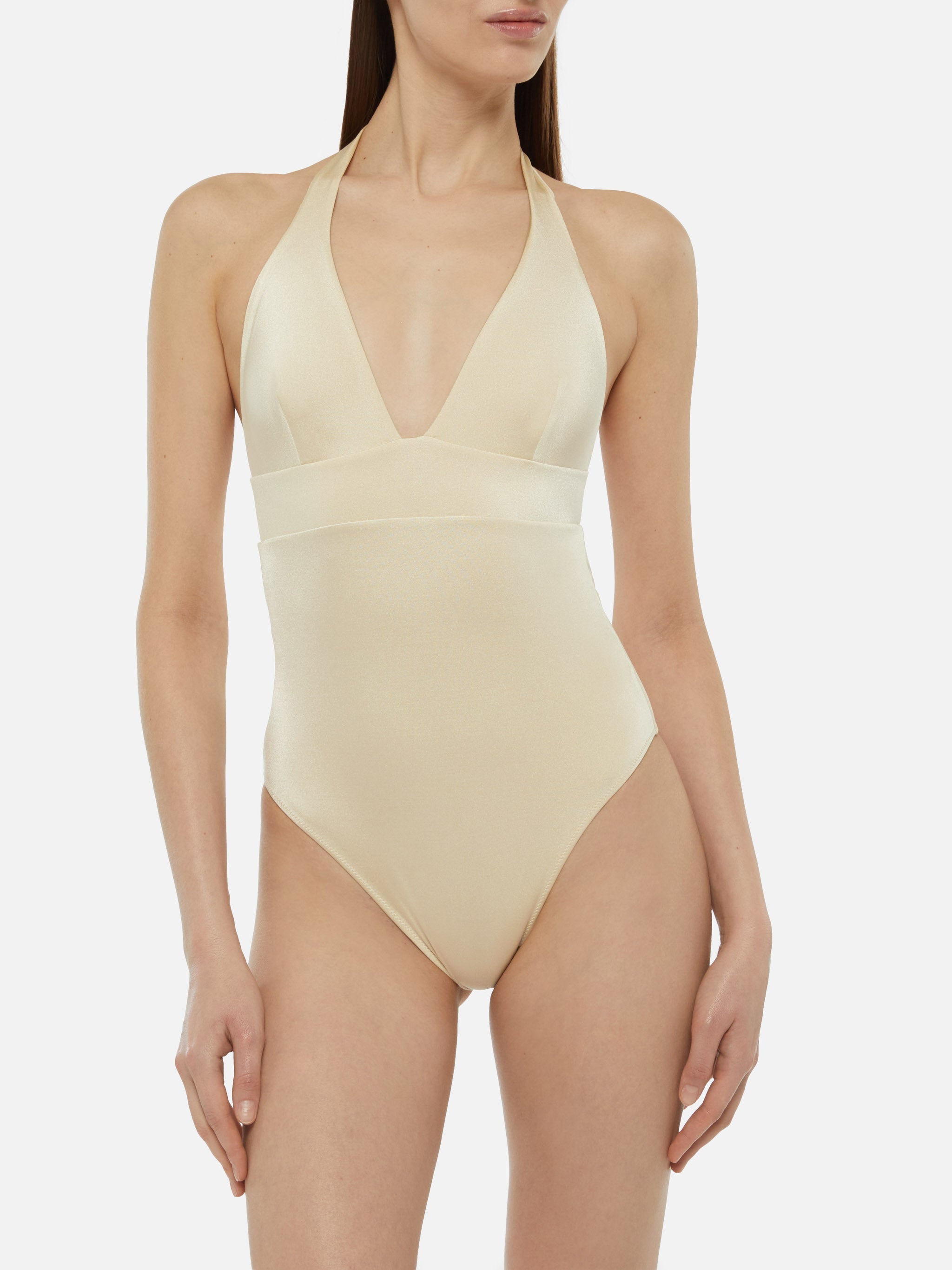 Marylin Shimmer Gold One-Piece Swimsuit Yellow One Piece