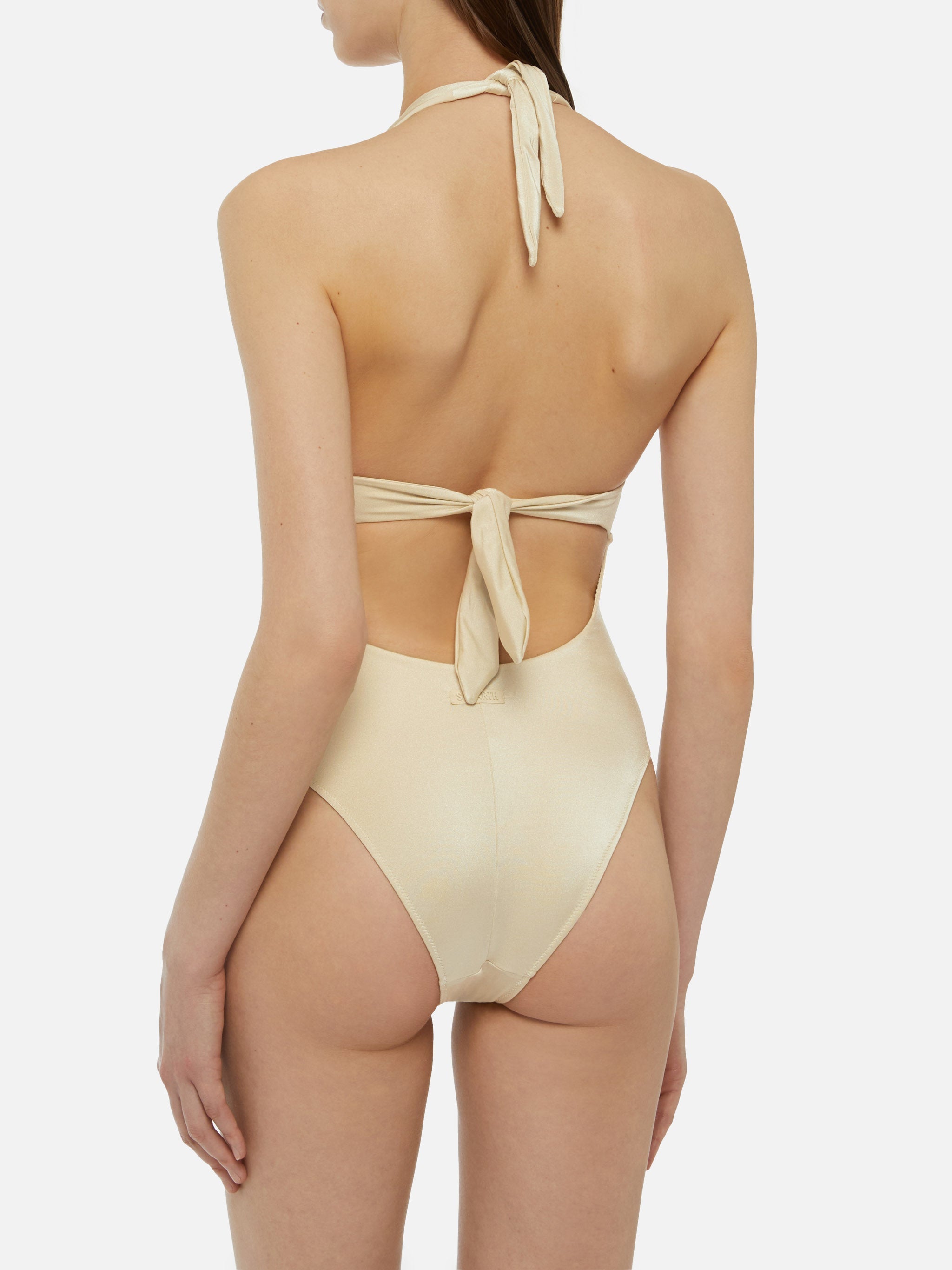 Marylin Shimmer Gold One-Piece Swimsuit Yellow One Piece