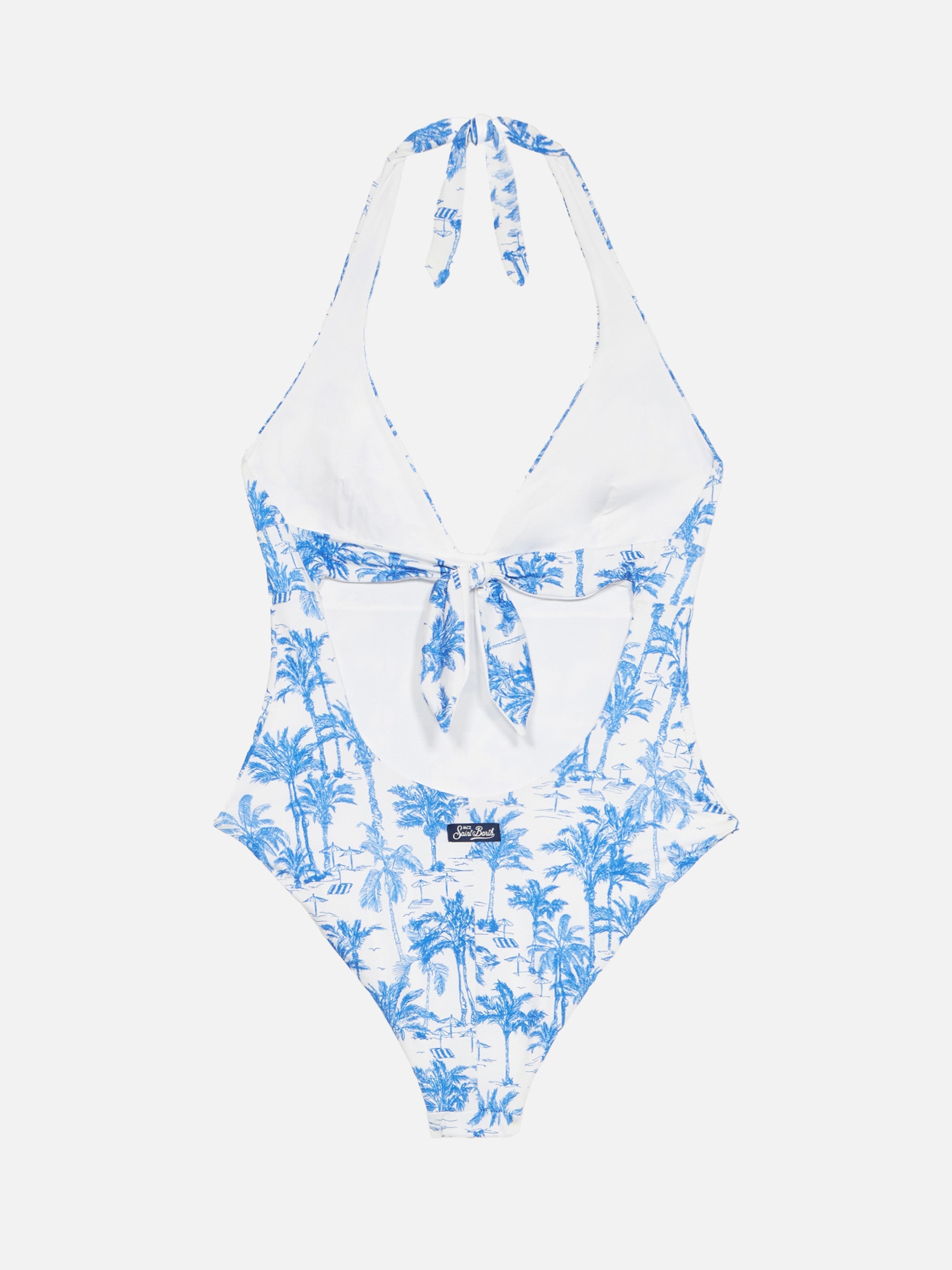 Marylin One-Piece Swimsuit With Toile De Jouy Print White One Piece
