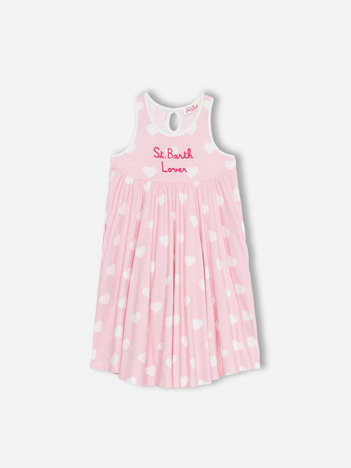 Girl Cotton Dress Masha With Print And I Love St Barth Embroidery __single__