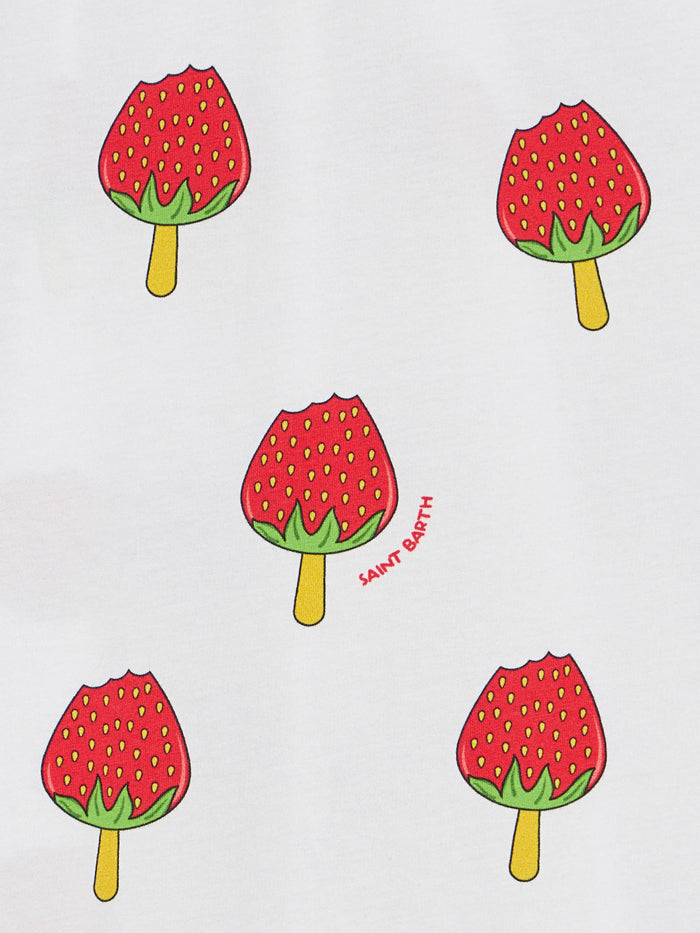 Girl Cotton Dress Masha With Strawberry Popsicle Print __single__