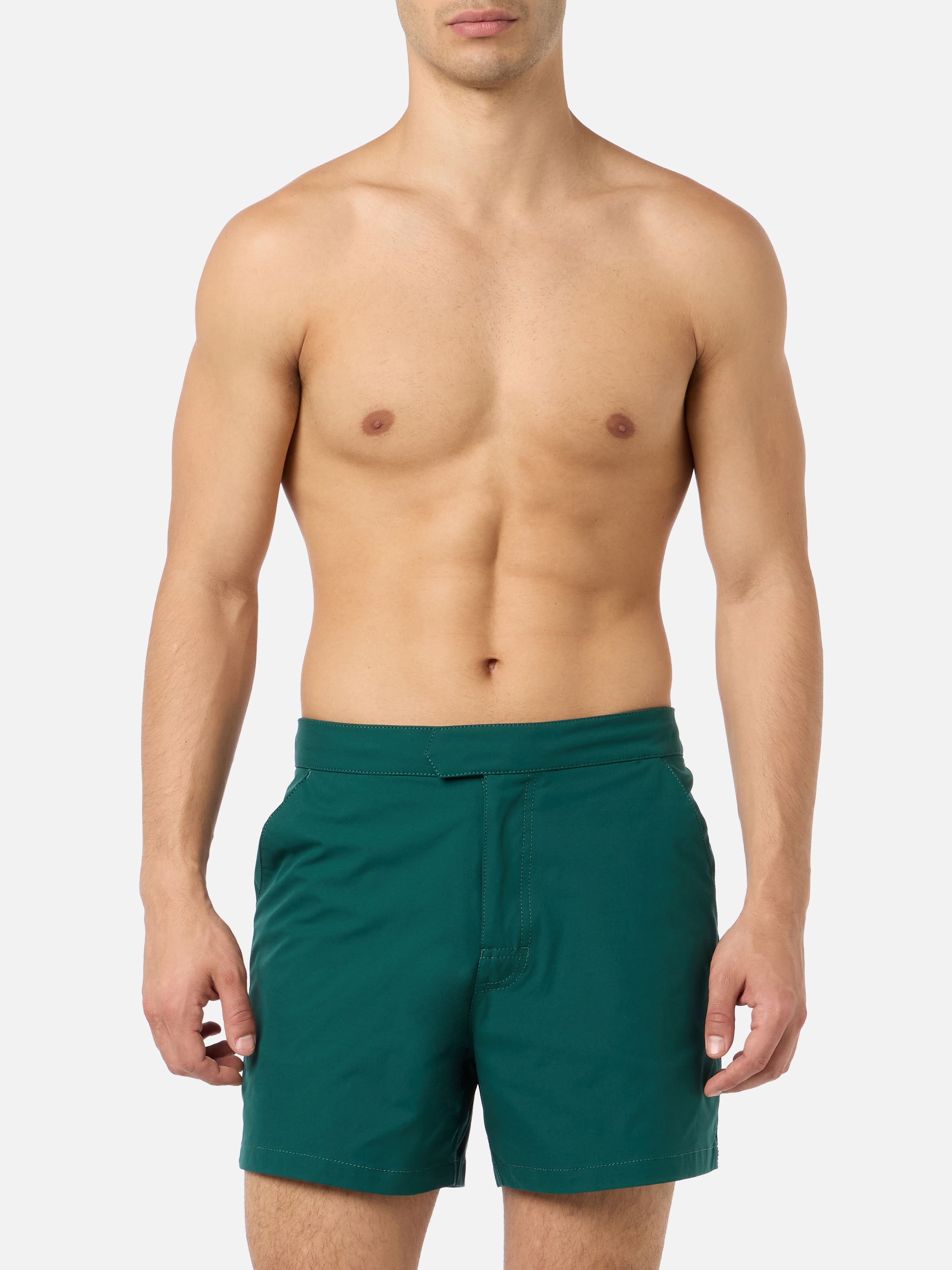Man Short-Length British Green Swim Shorts Master Swimshort