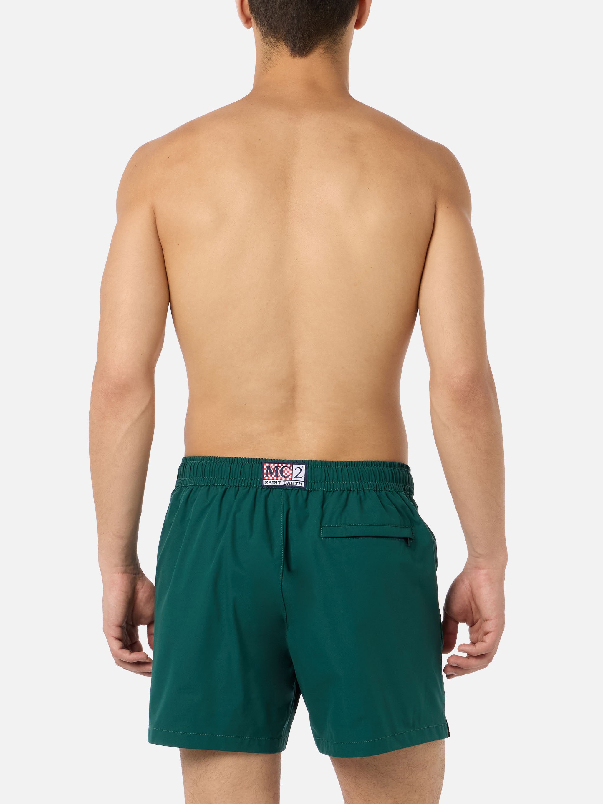 Man Short-Length British Green Swim Shorts Master Swimshort
