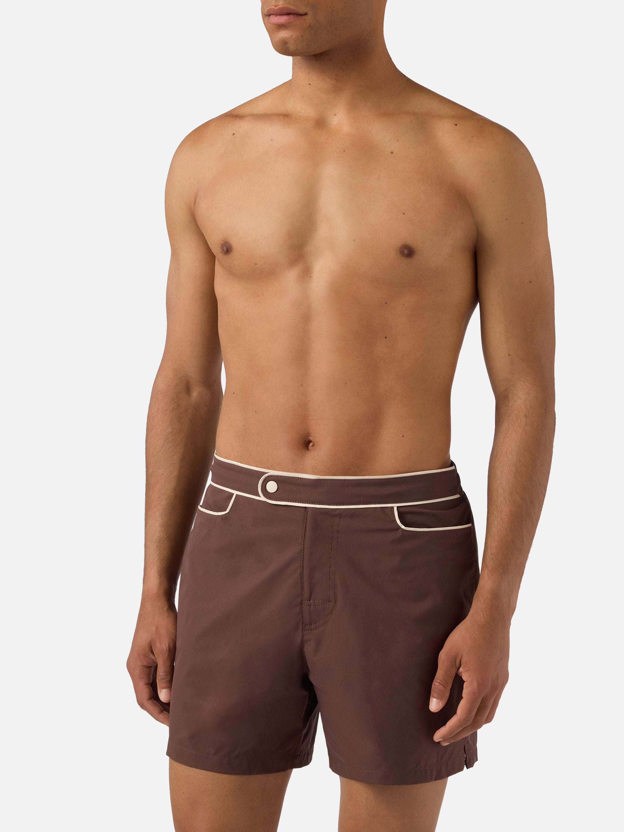 Master Piping Swim Shorts Brown Swimshort