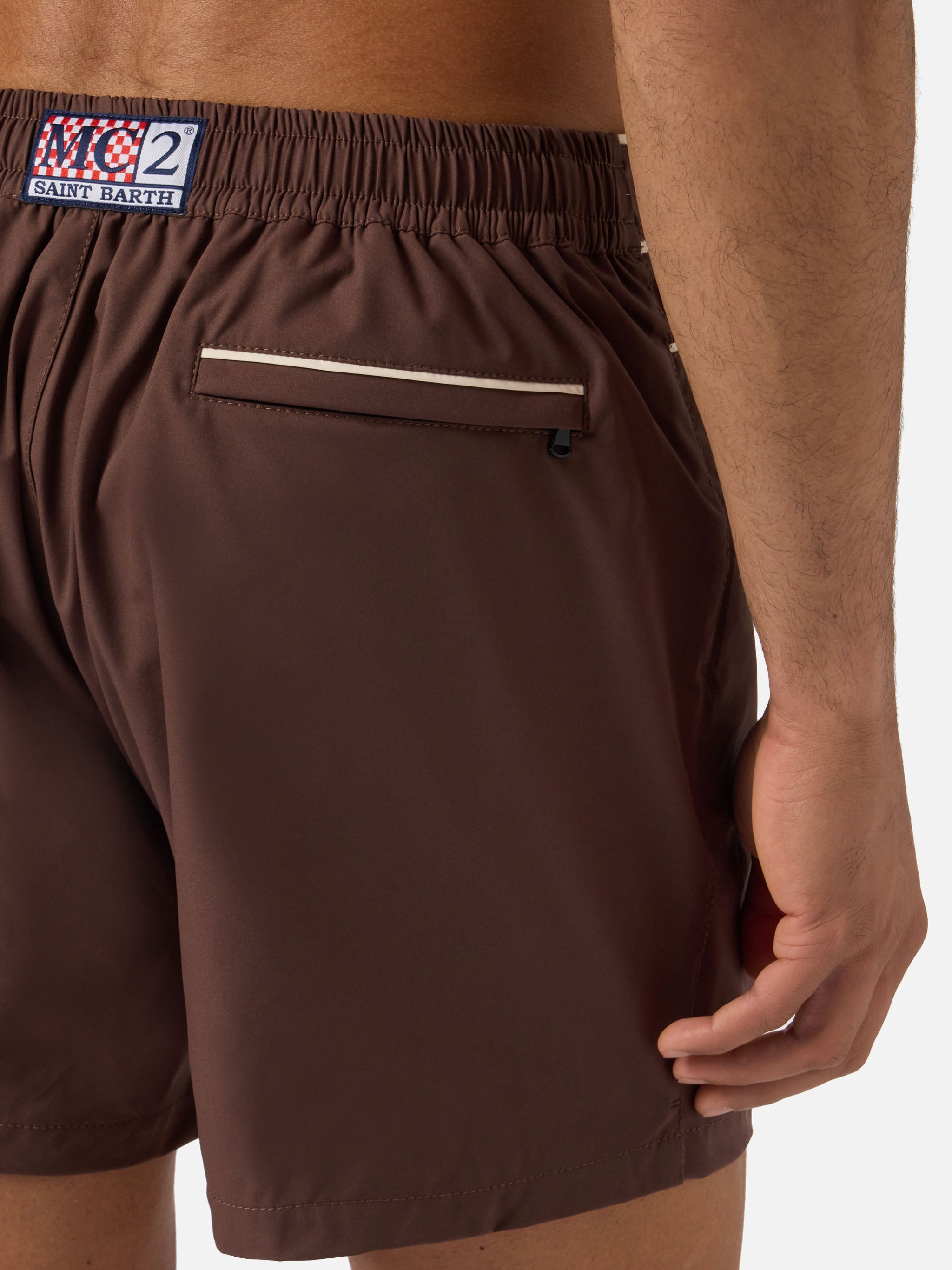 Master Piping Swim Shorts Brown Swimshort