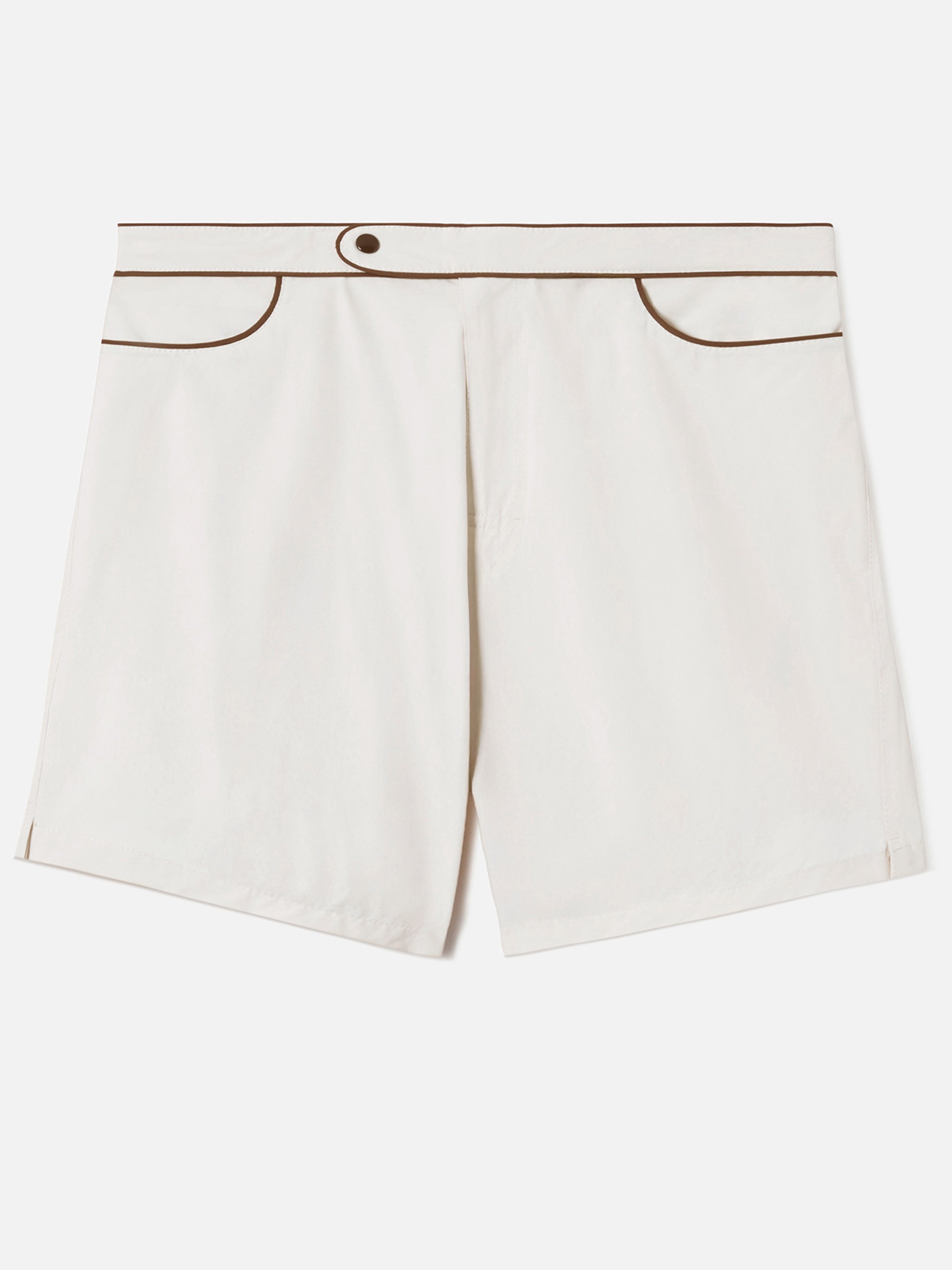 Master Piping Swim Shorts Solid White Swimshort