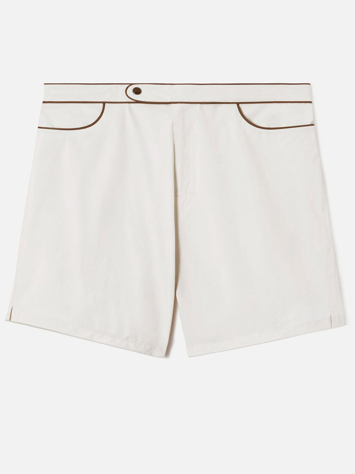 Master Piping Swim Shorts Solid White Swimshort