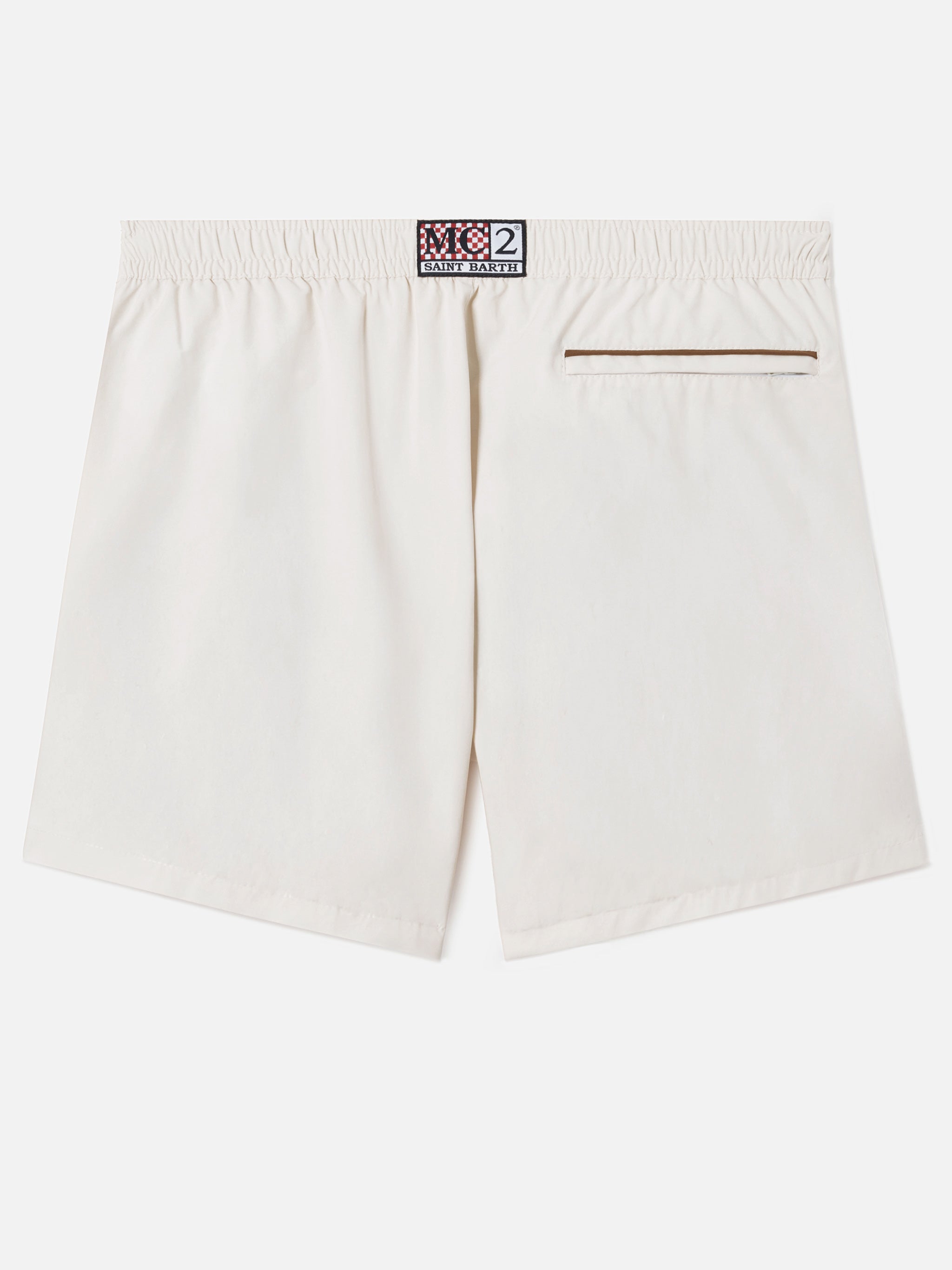 Master Piping Swim Shorts Solid White Swimshort