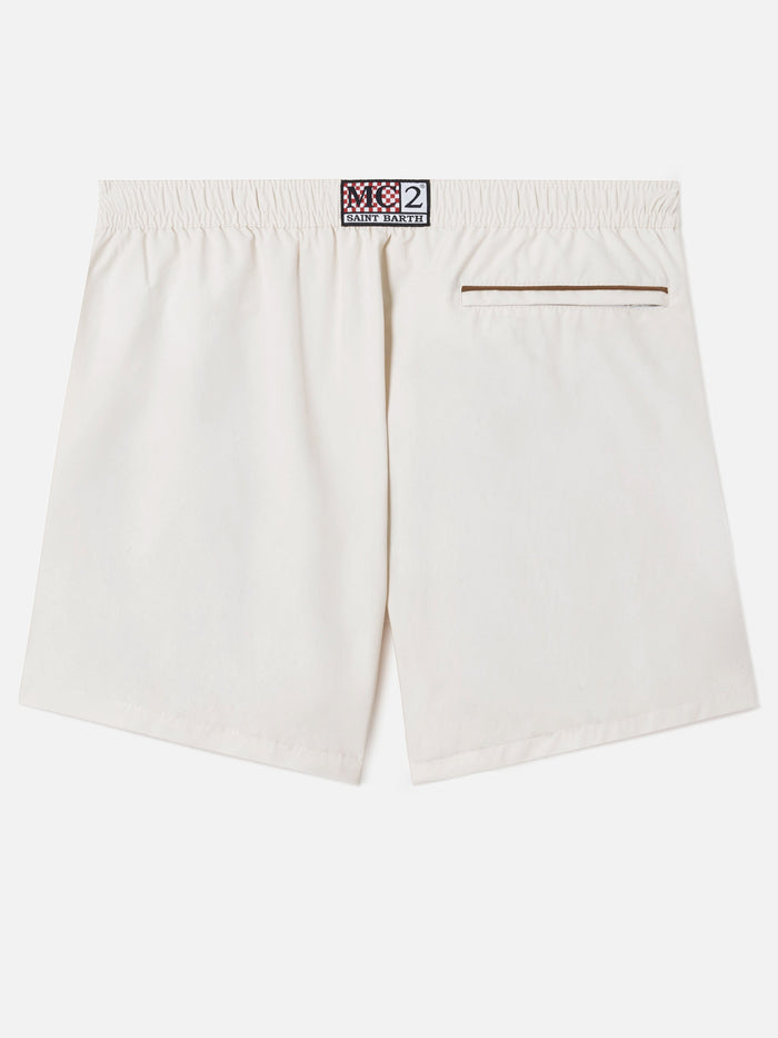 Master Piping Swim Shorts Solid White Swimshort