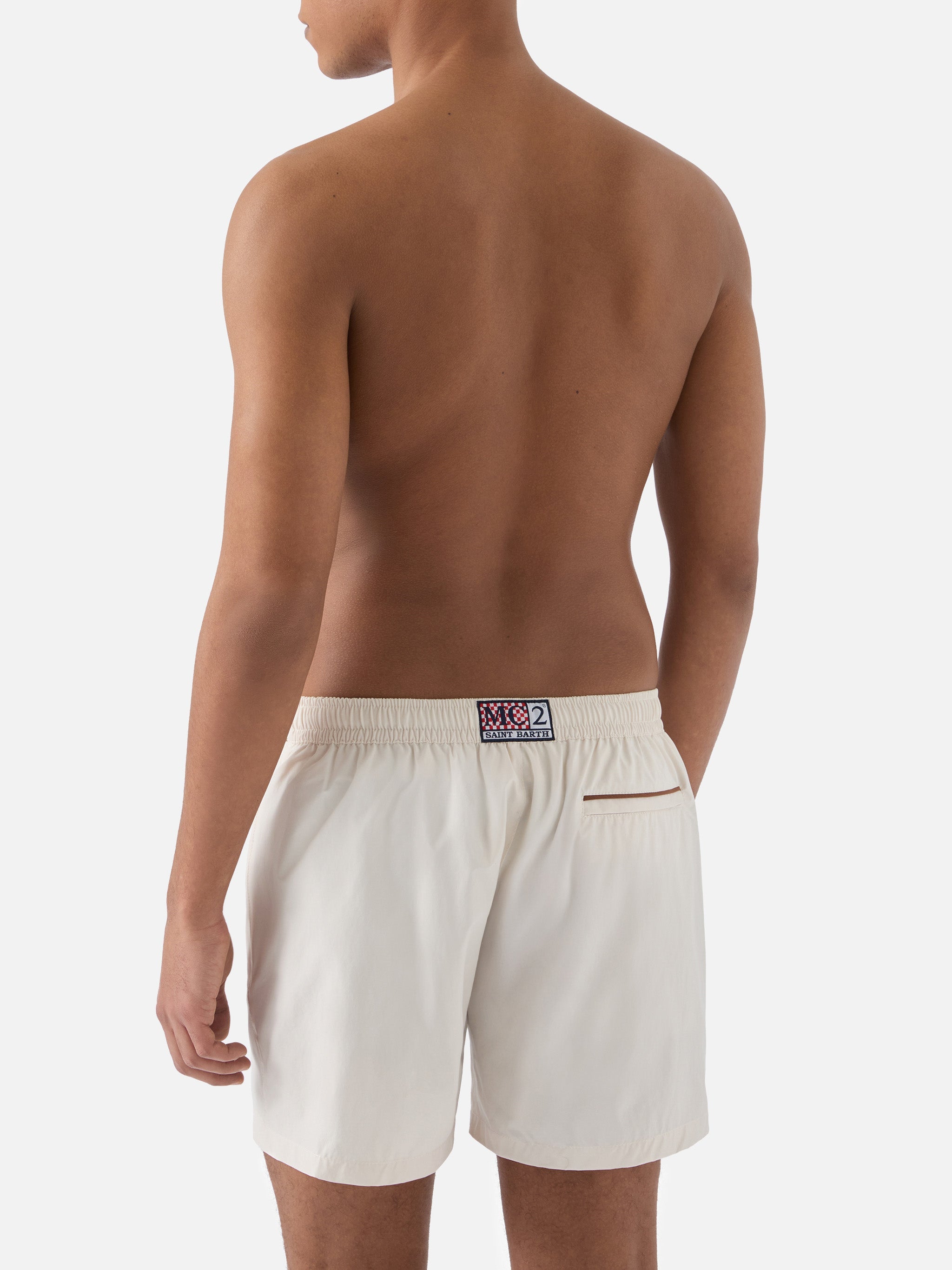 Master Piping Swim Shorts Solid White Swimshort