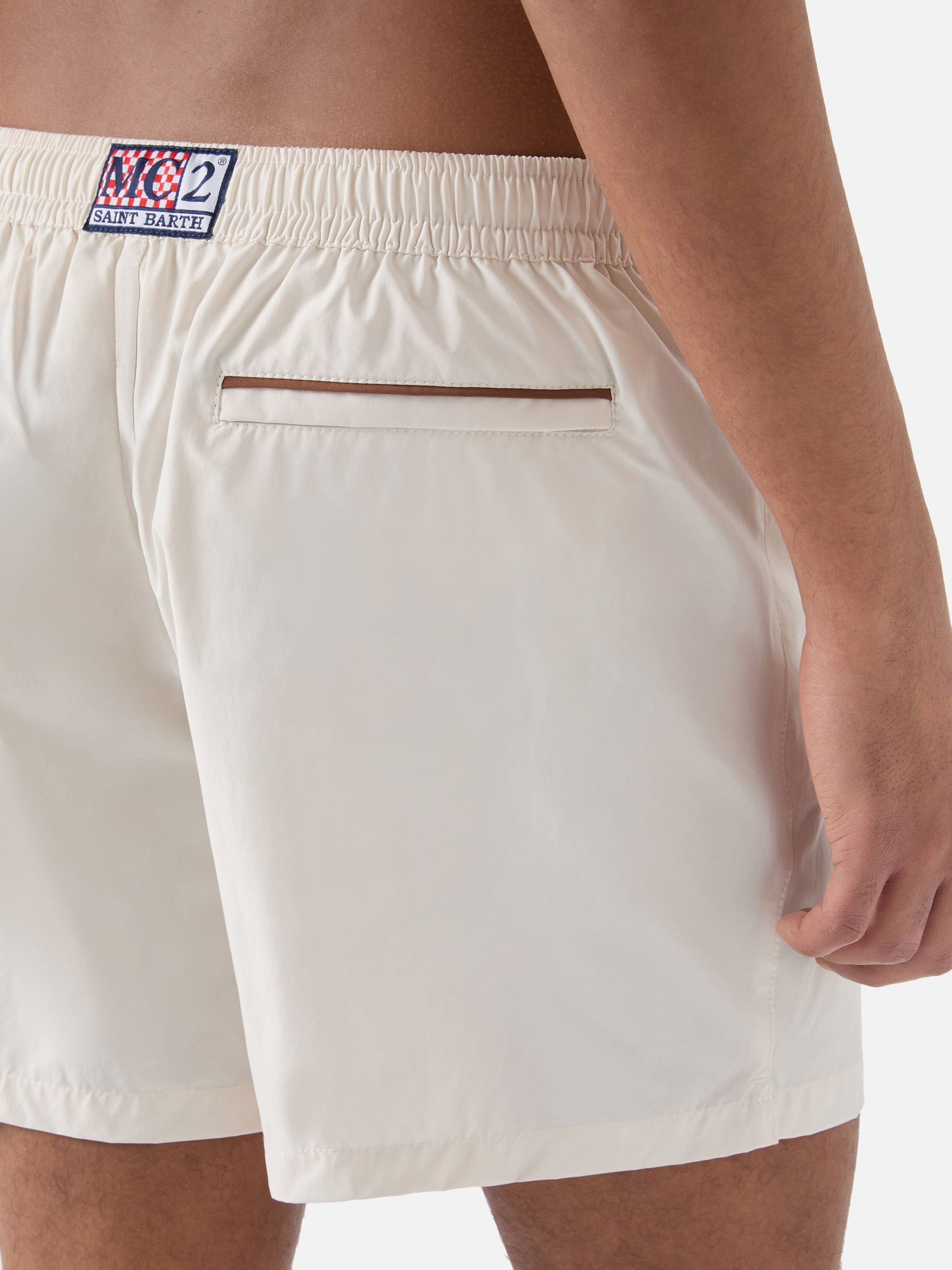 Master Piping Swim Shorts Solid White Swimshort