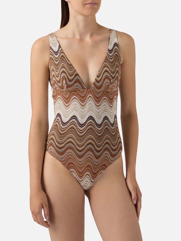 Mavi One-Piece Swimsuit Brown Degradé Raschel Fabric One Piece