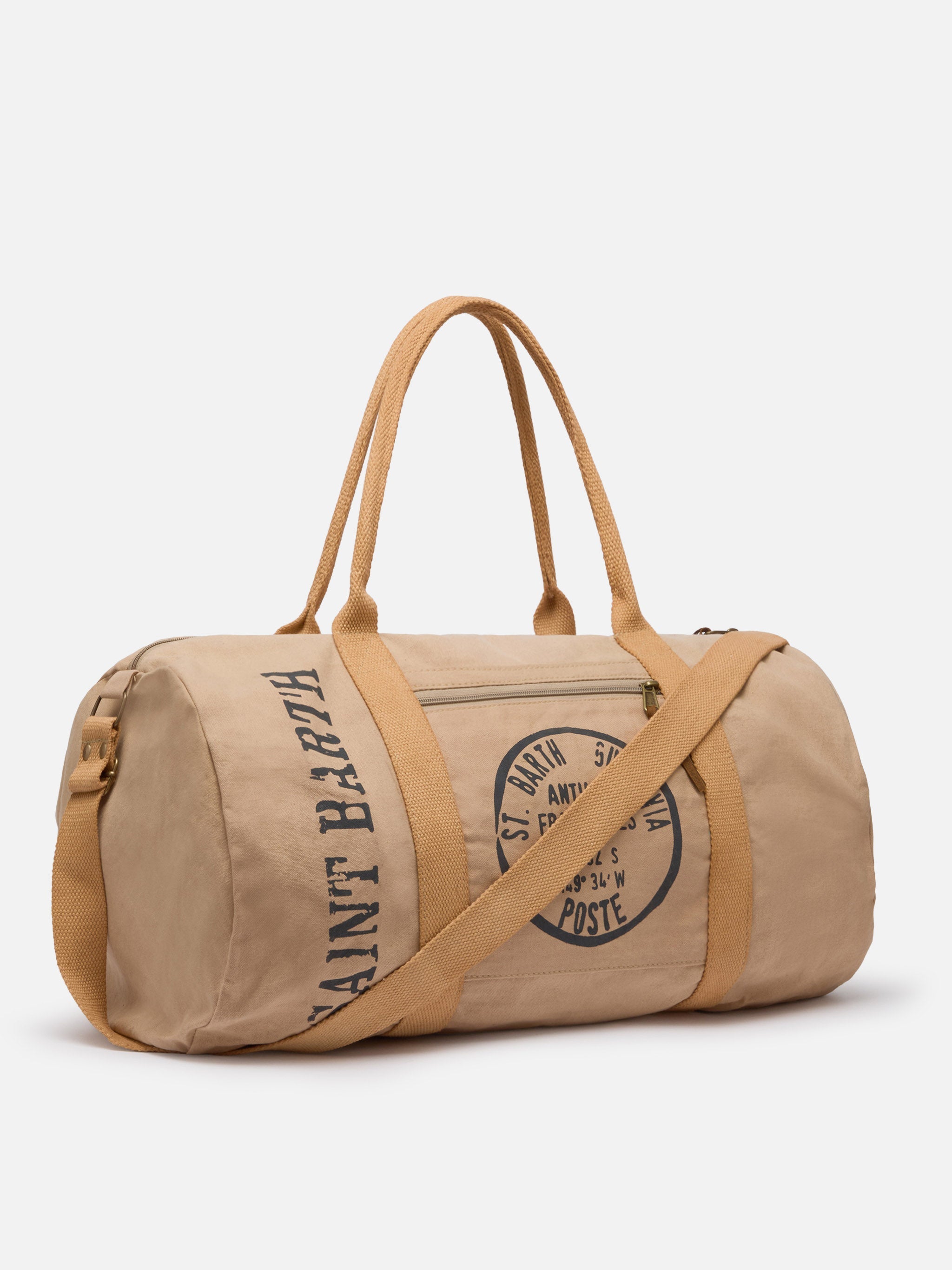 Beige Travel Duffel Bag Maxime White