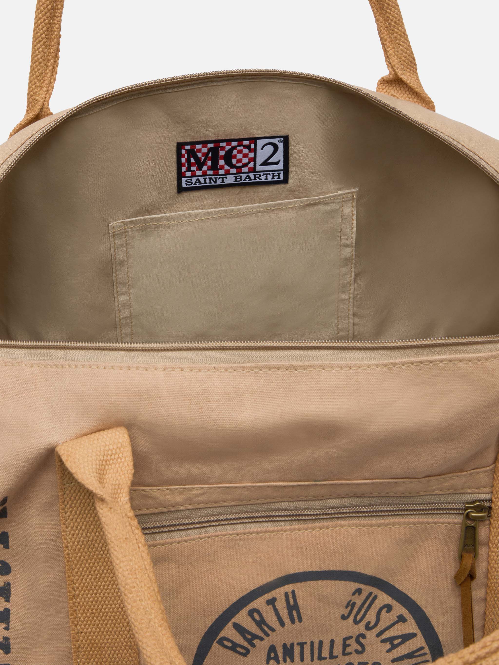 Beige Travel Duffel Bag Maxime White