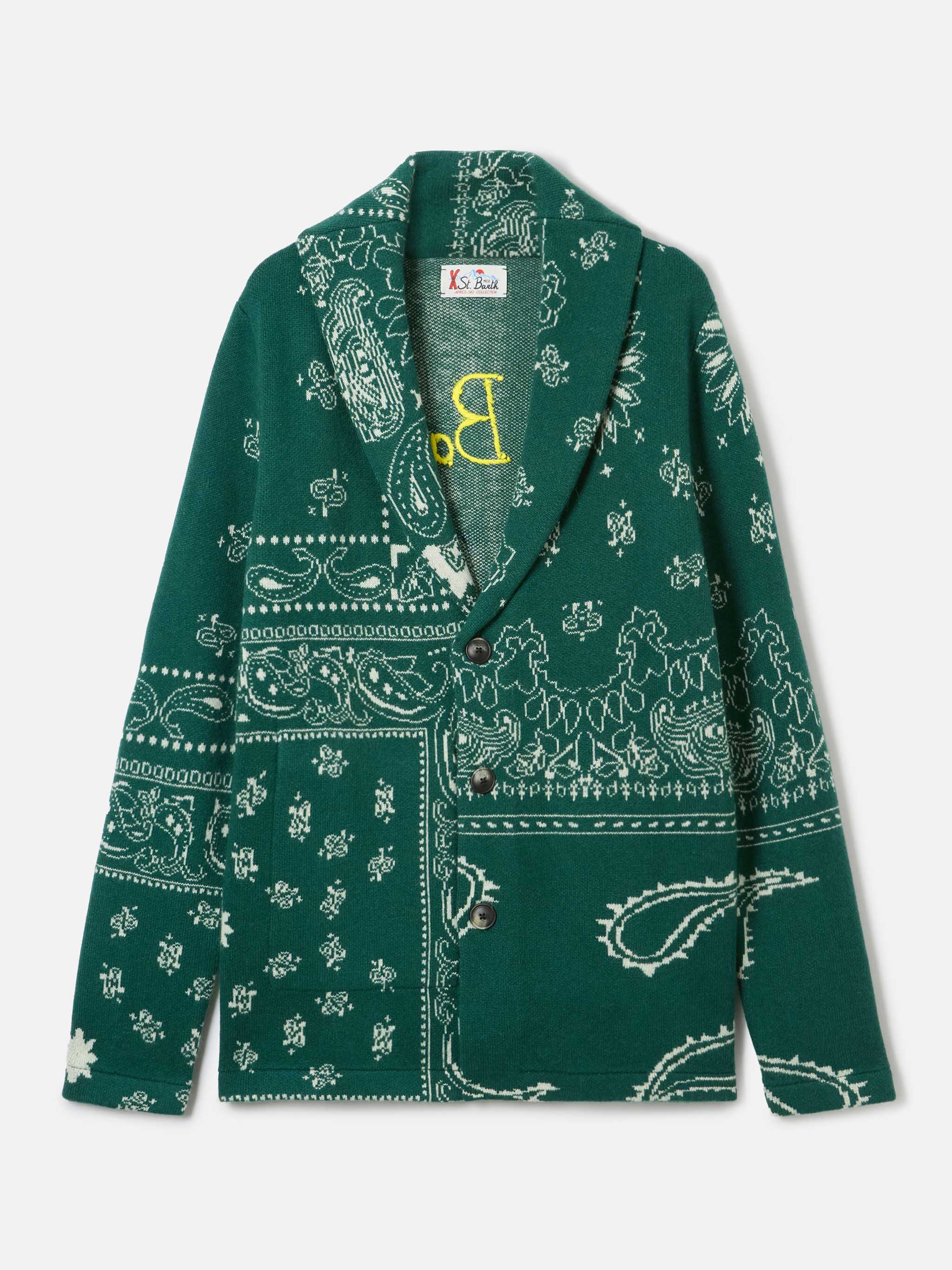 Knit Jacket Max With Bandana Jacquard And Embroidery Knitwear