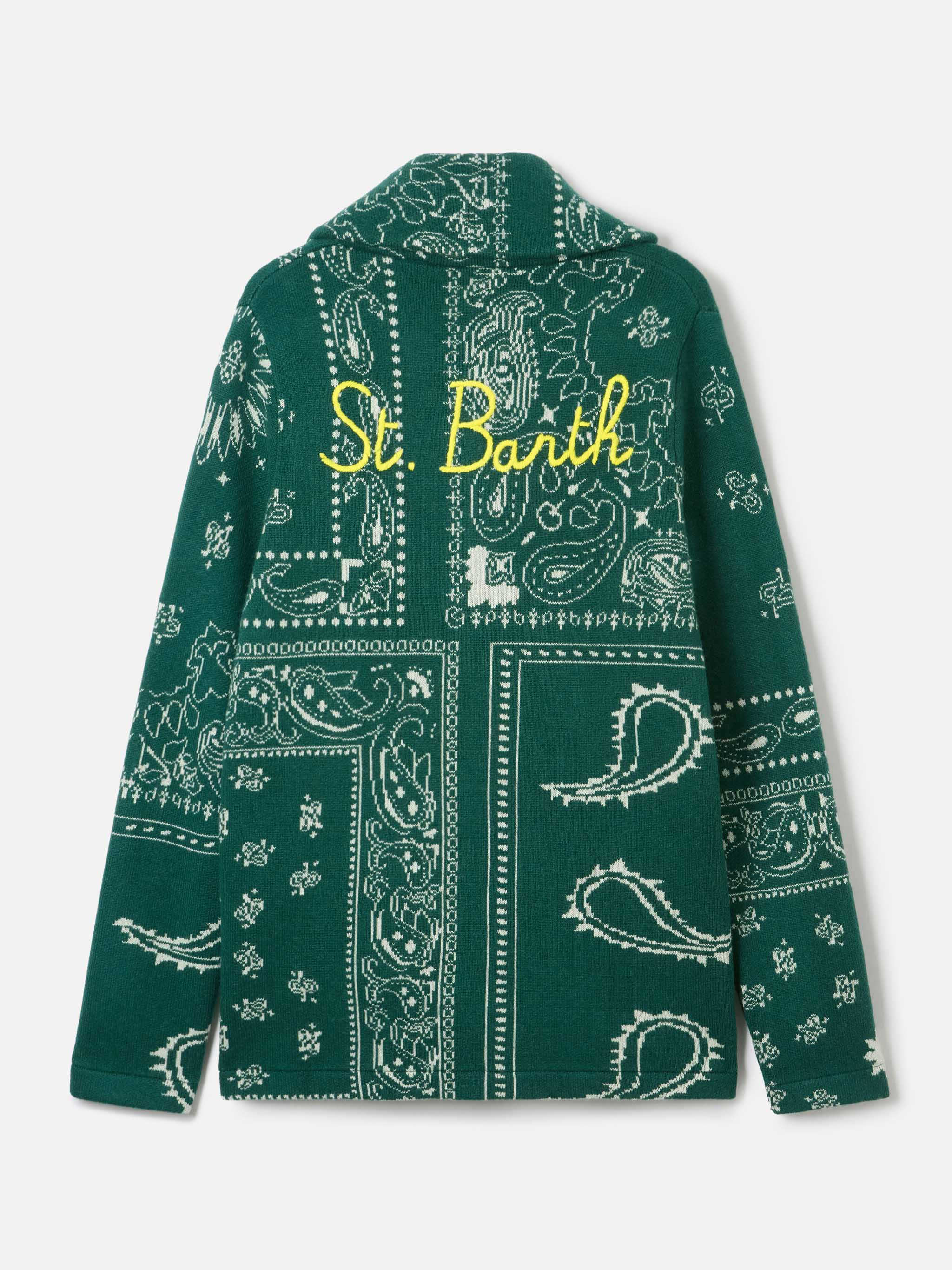 Knit Jacket Max With Bandana Jacquard And Embroidery Knitwear