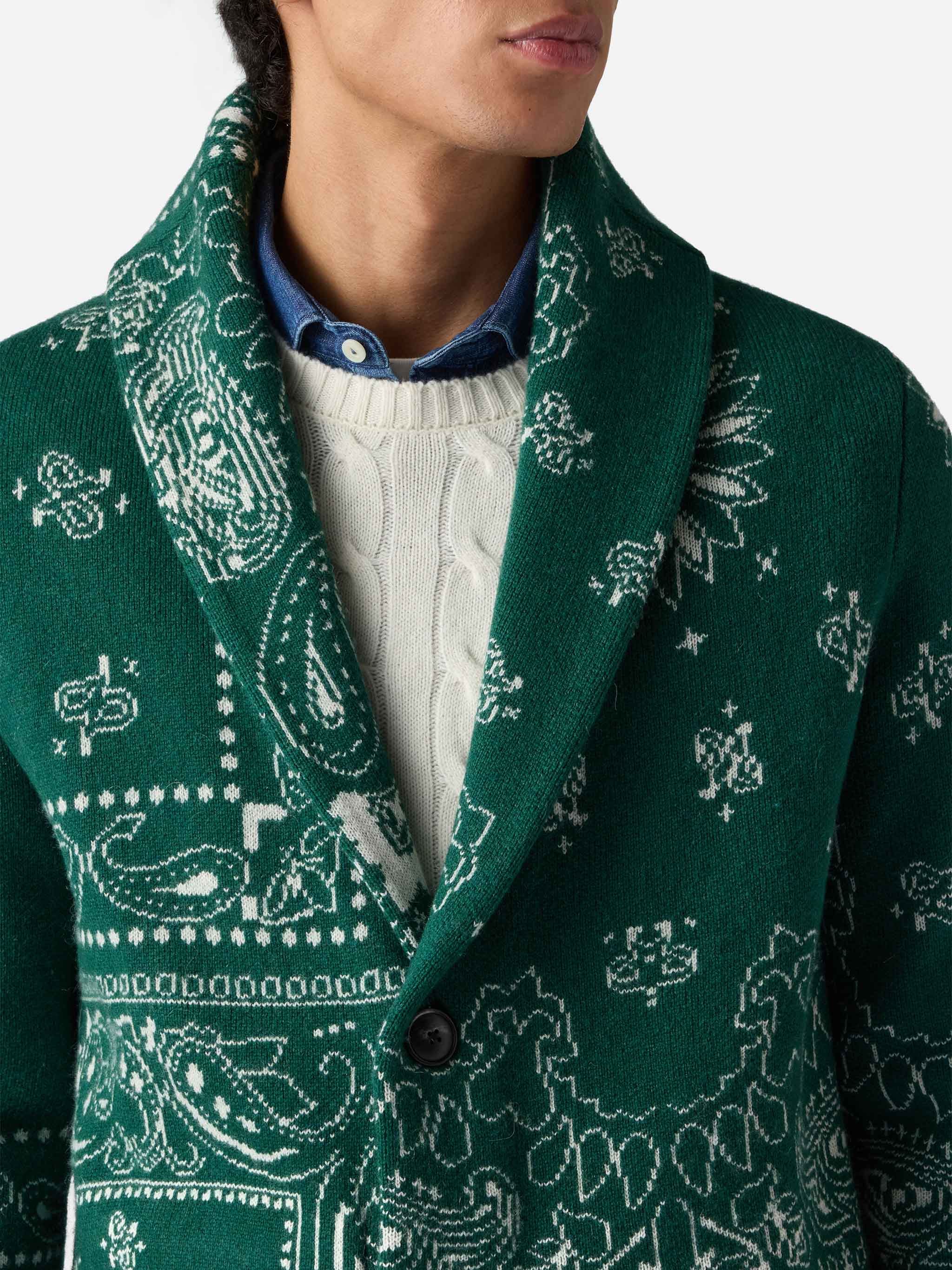 Knit Jacket Max With Bandana Jacquard And Embroidery Knitwear