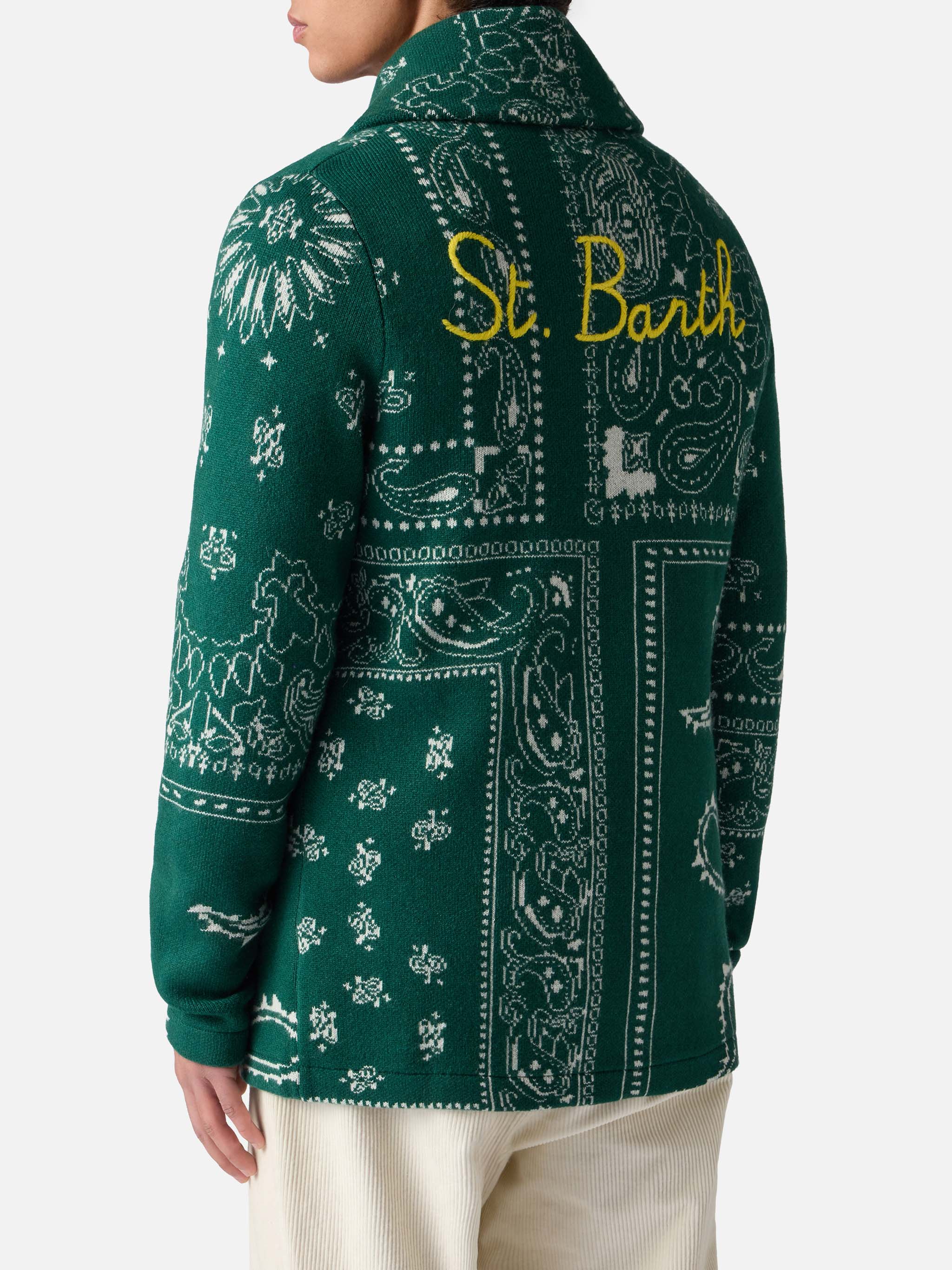Knit Jacket Max With Bandana Jacquard And Embroidery Knitwear