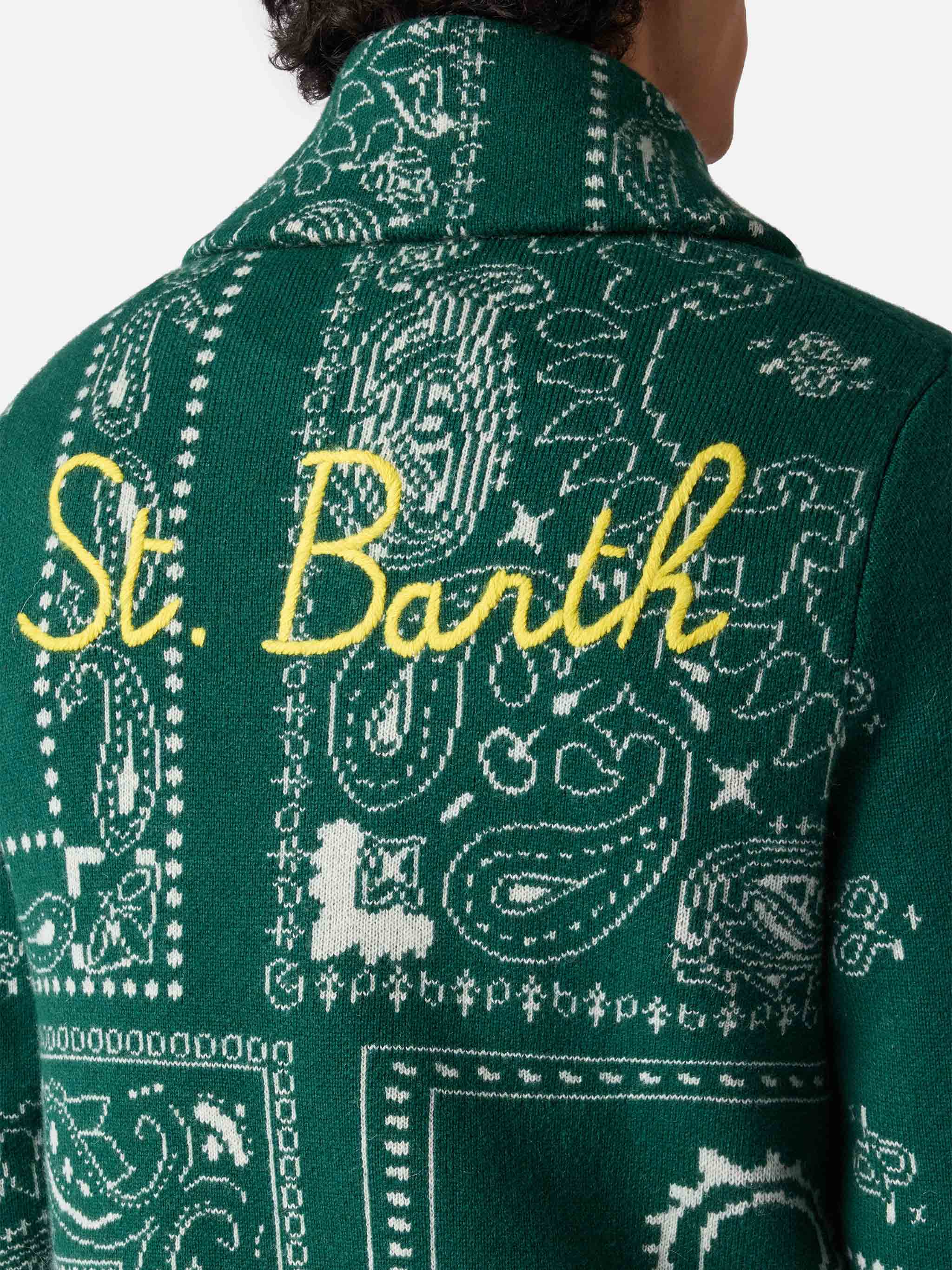 Knit Jacket Max With Bandana Jacquard And Embroidery Knitwear